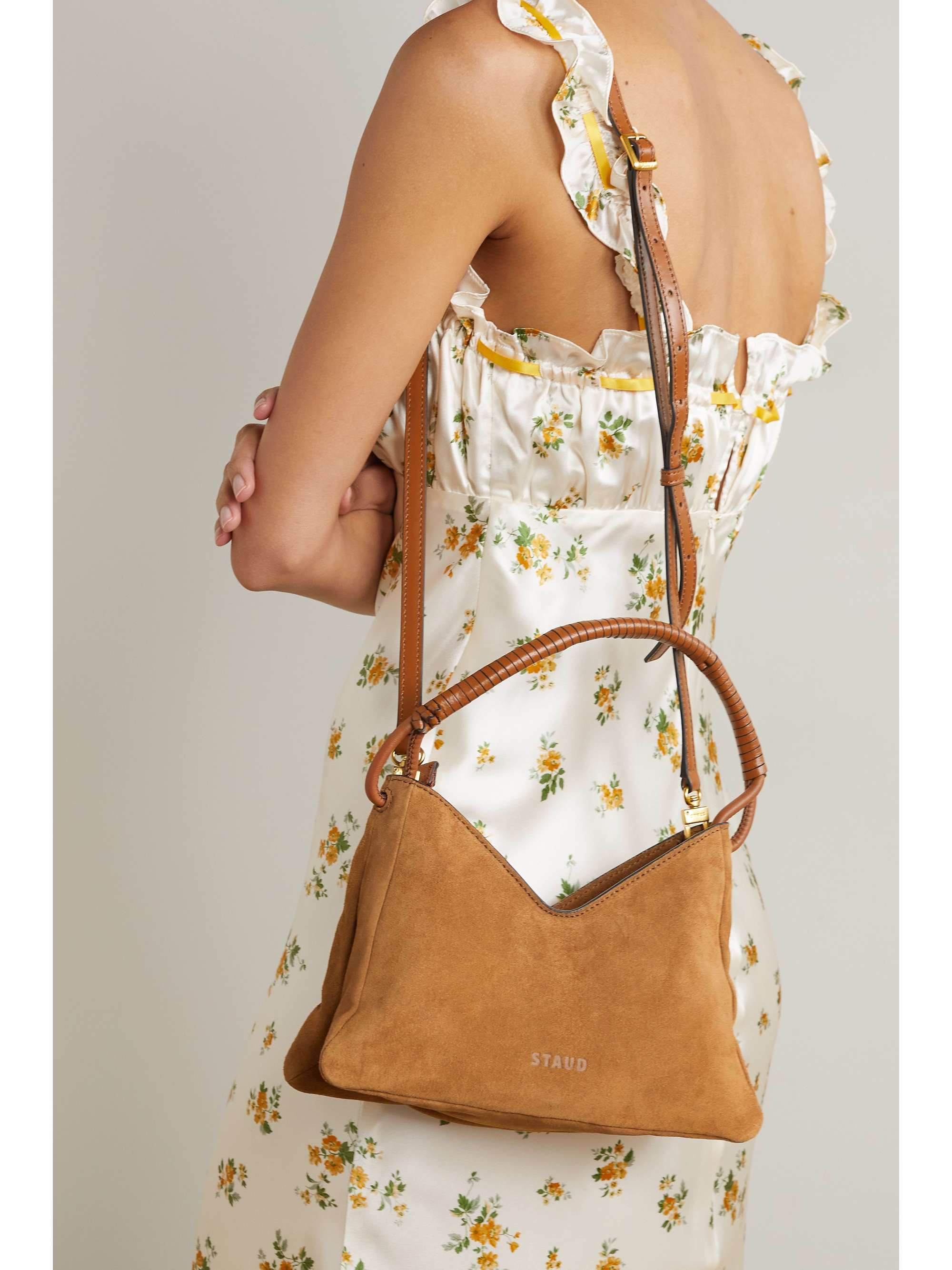 STAUD Valerie textured-leather shoulder bag