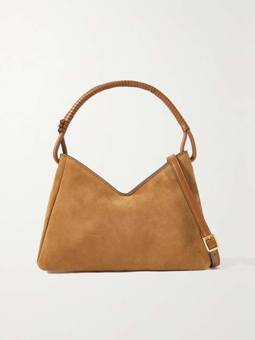 Staud Valerie Leather-trimmed Suede Shoulder Bag