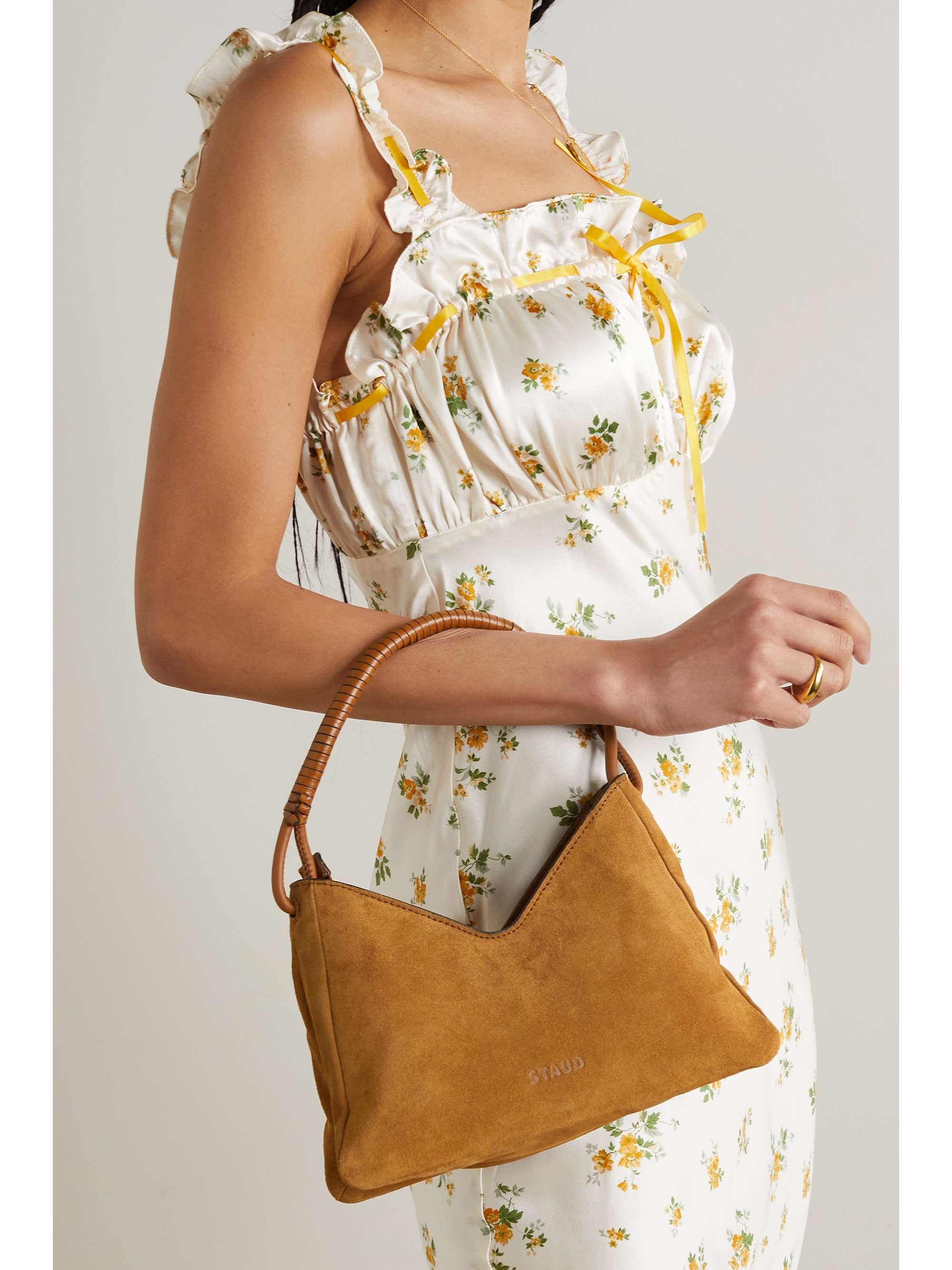 STAUD Valerie textured-leather shoulder bag