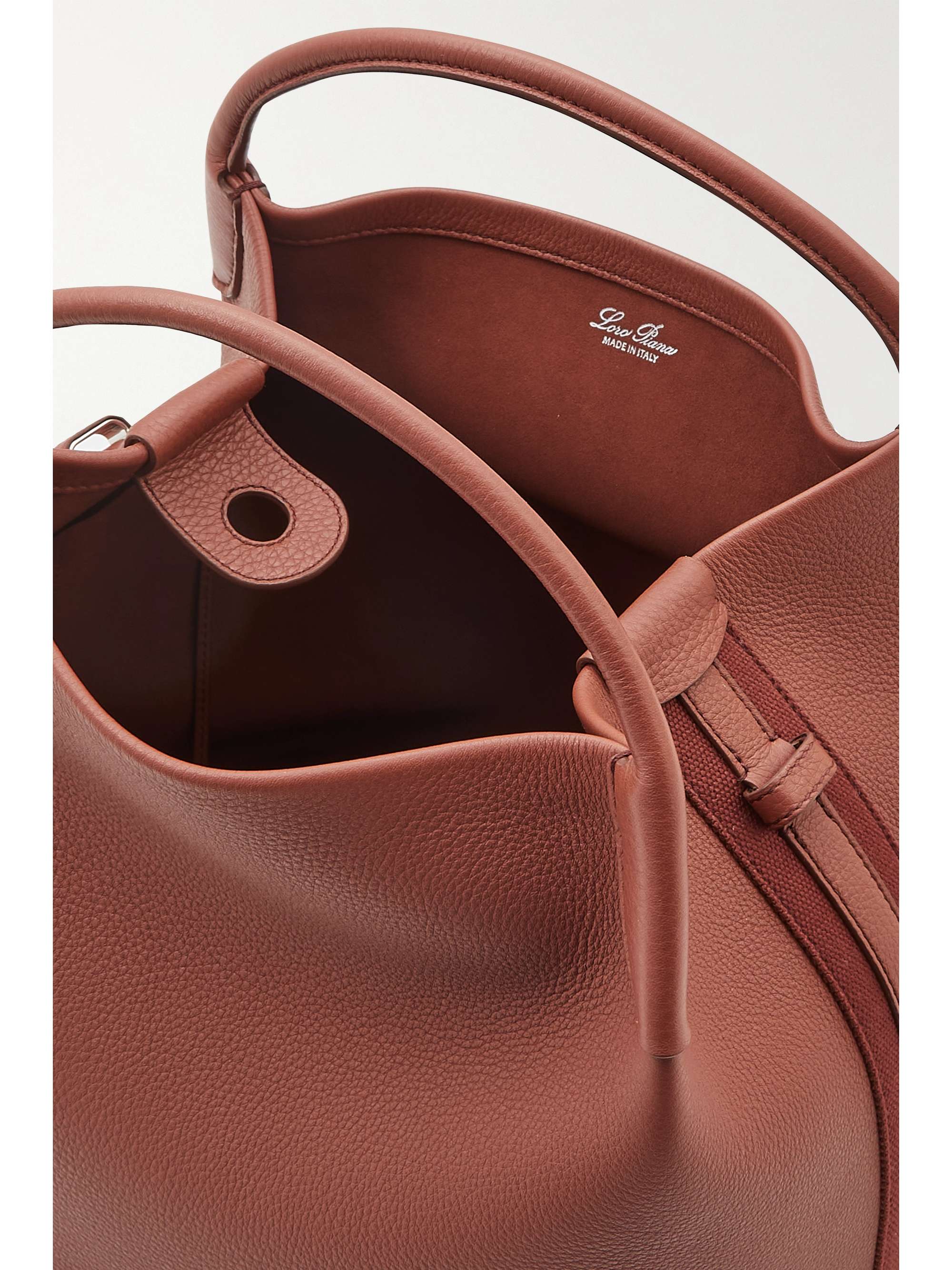 LORO PIANA Bale canvas-trimmed textured-leather tote