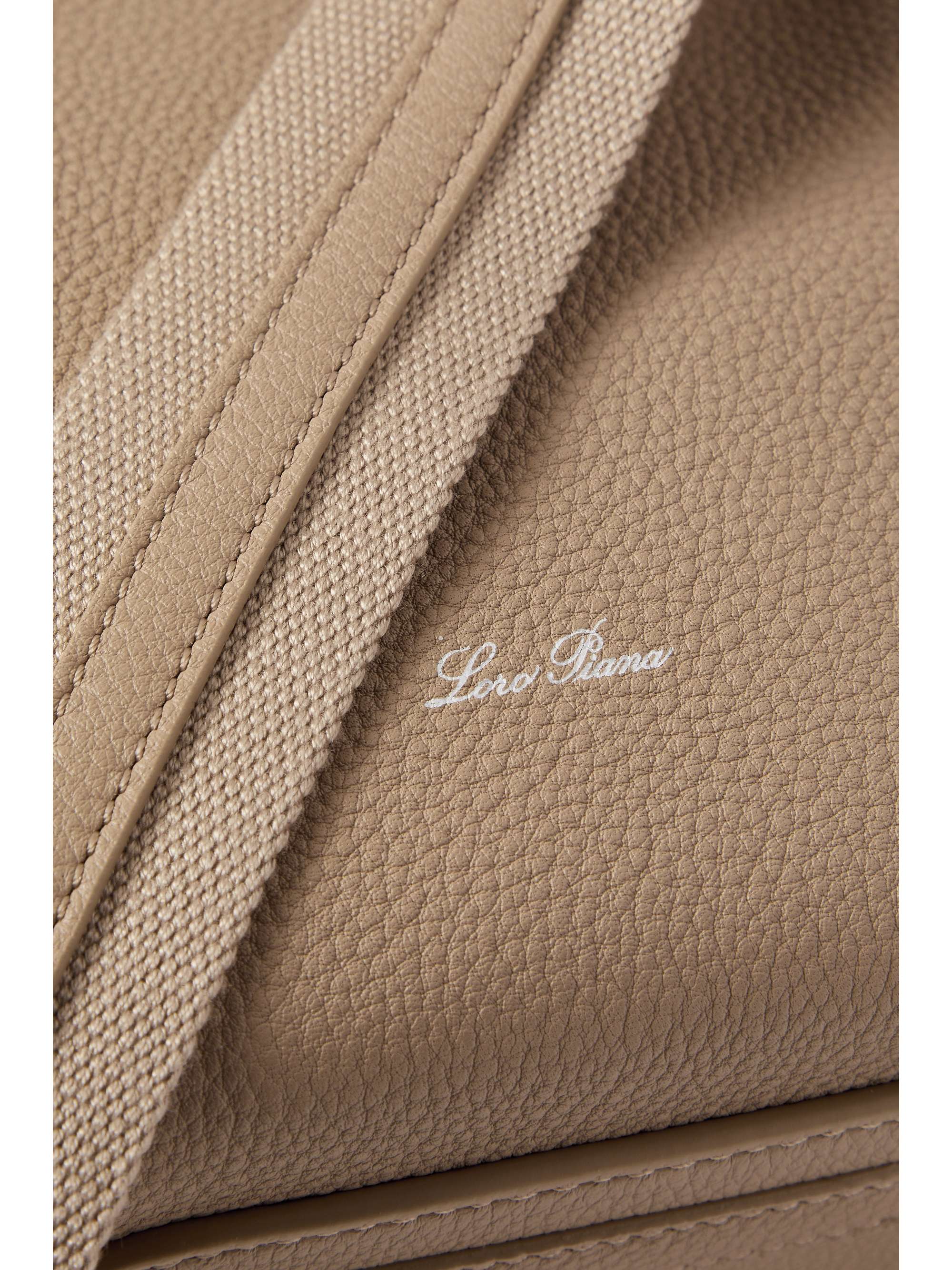 LORO PIANA Bale grosgrain-trimmed textured-leather shoulder bag