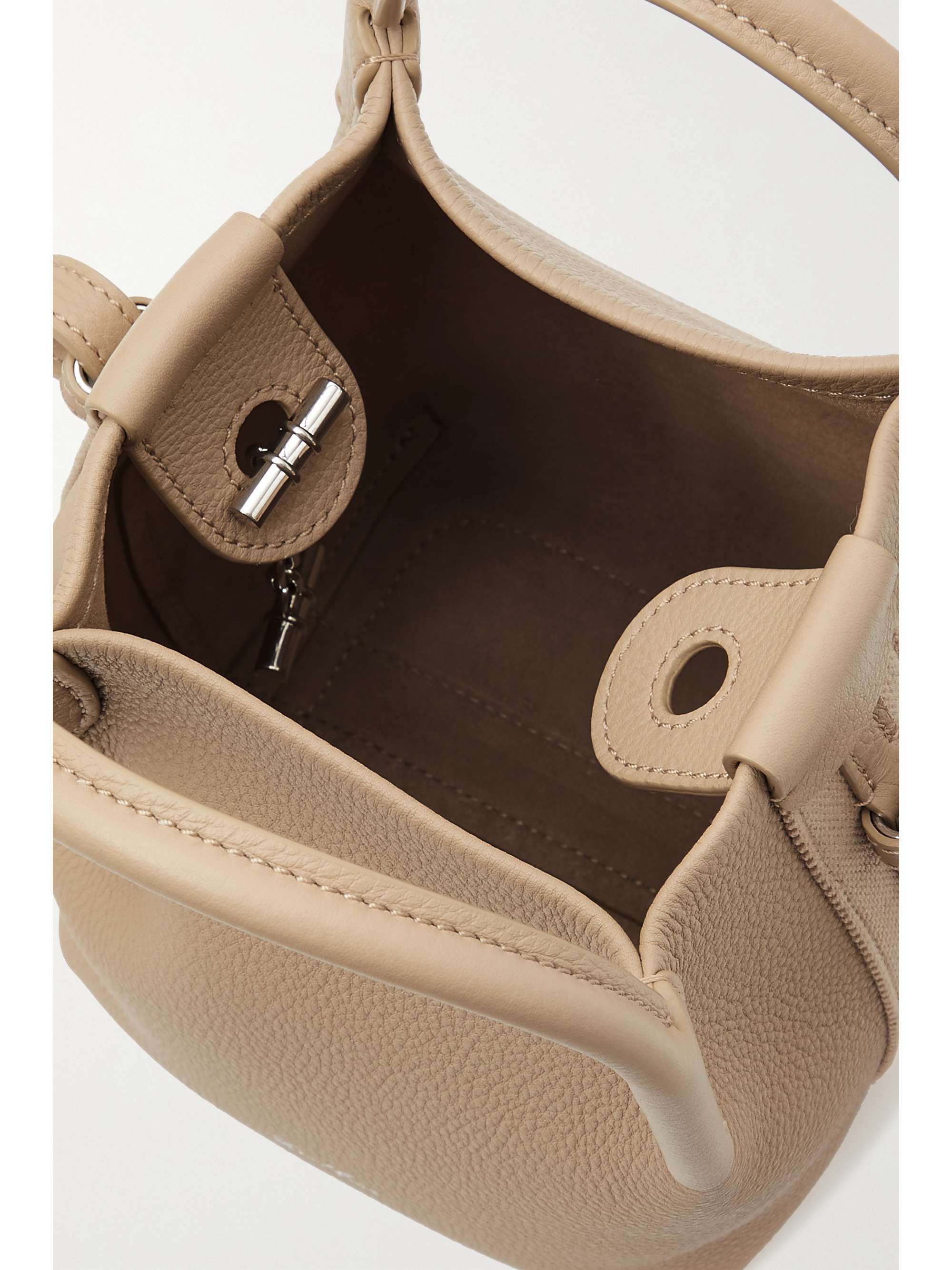 LORO PIANA Bale grosgrain-trimmed textured-leather shoulder bag