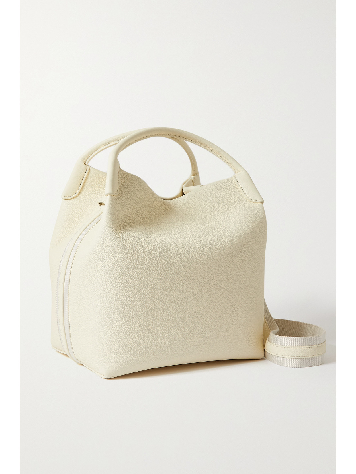 Loro Piana - Bale Canvas-trimmed Textured-leather Tote - Cream