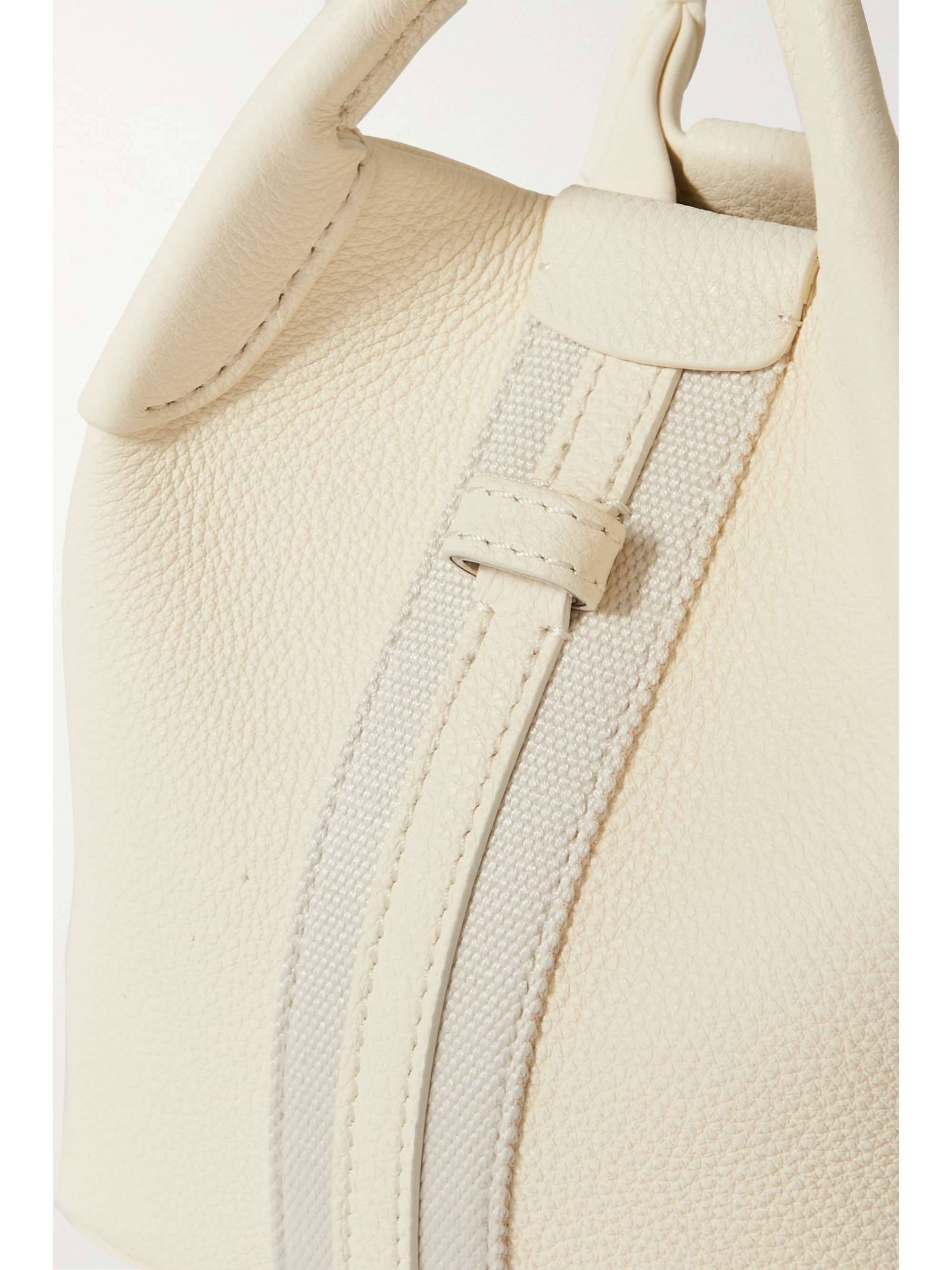 LORO PIANA Bale canvas-trimmed textured-leather shoulder bag | NET-A-PORTER