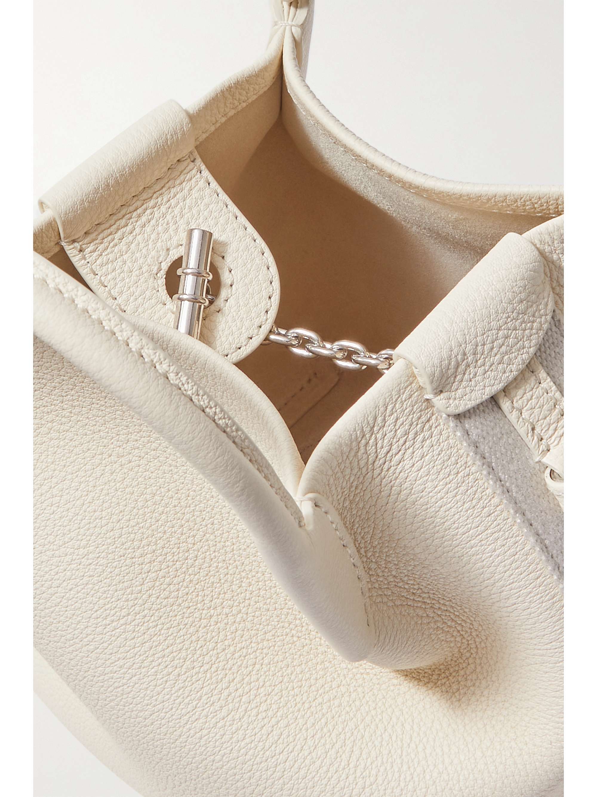 LORO PIANA Bale grosgrain-trimmed textured-leather shoulder bag