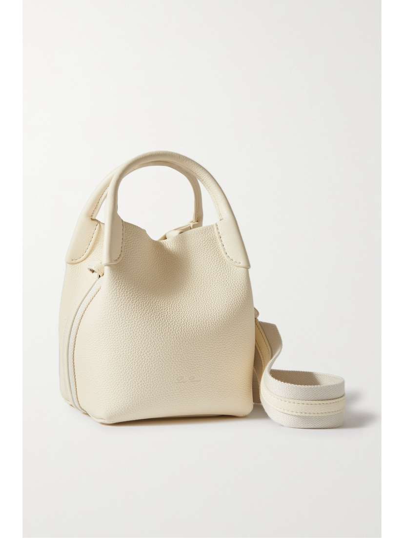 Loro Piana Bale Canvas-trimmed Textured-leather Shoulder Bag