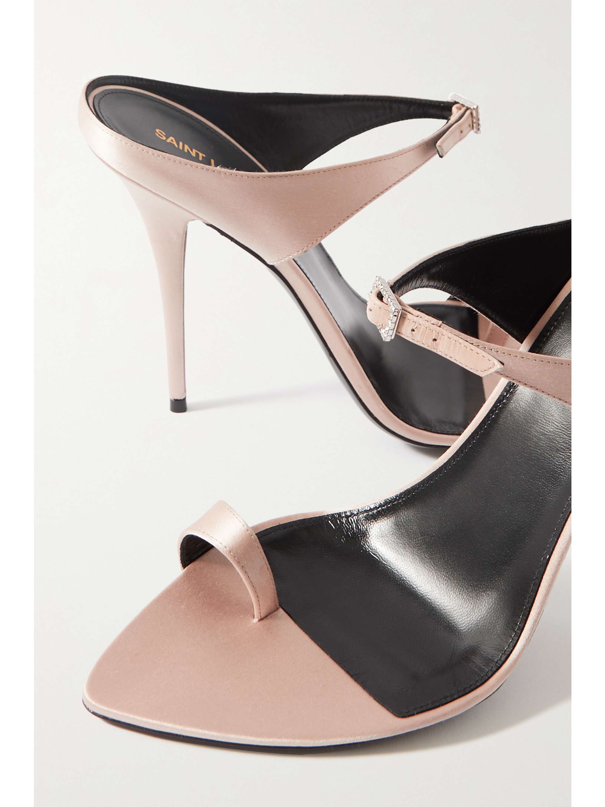 SAINT LAURENT Dive crystal-embellished satin mules