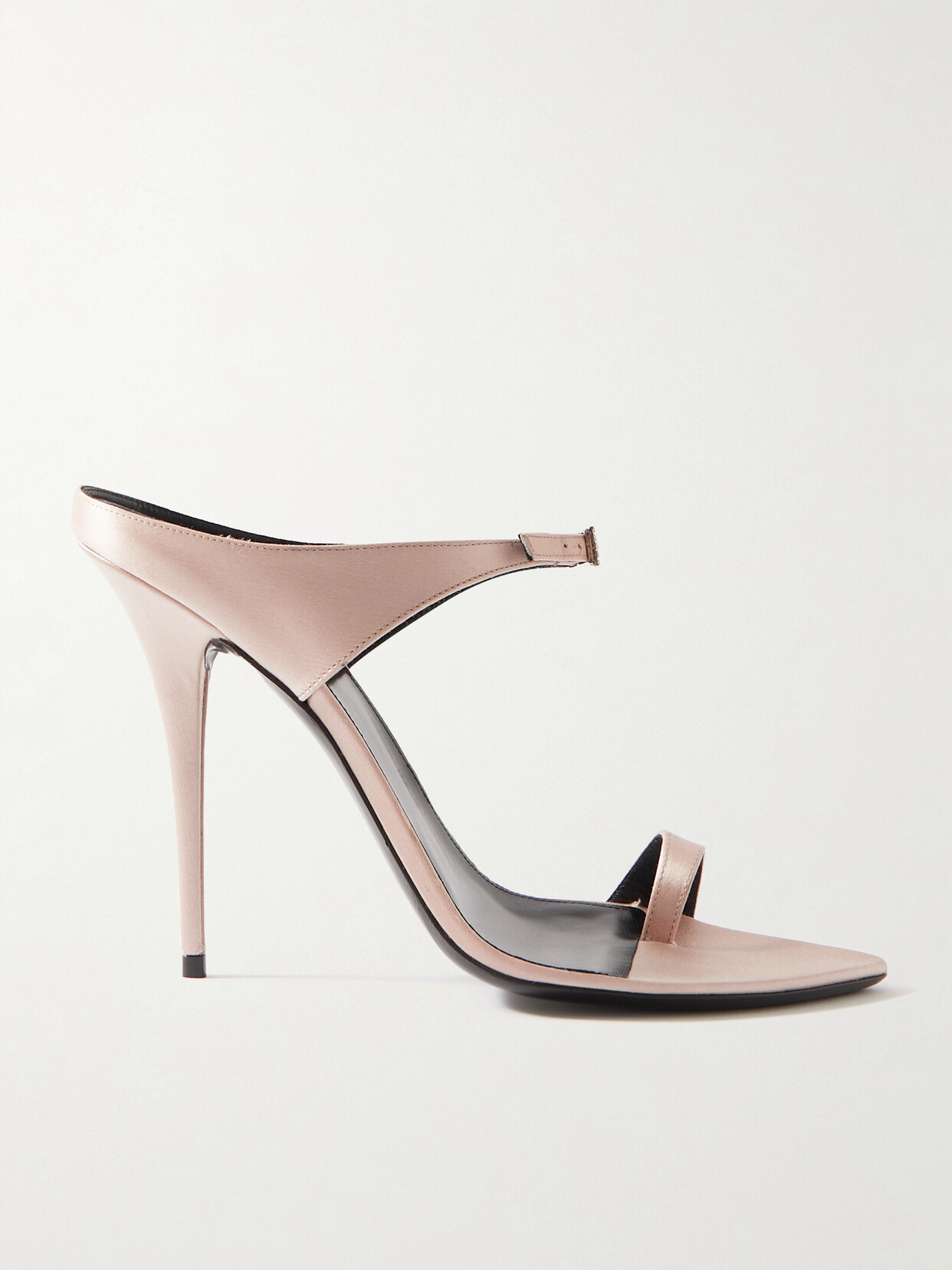 SAINT LAURENT - Dive Crystal-embellished Satin Mules - Neutrals
