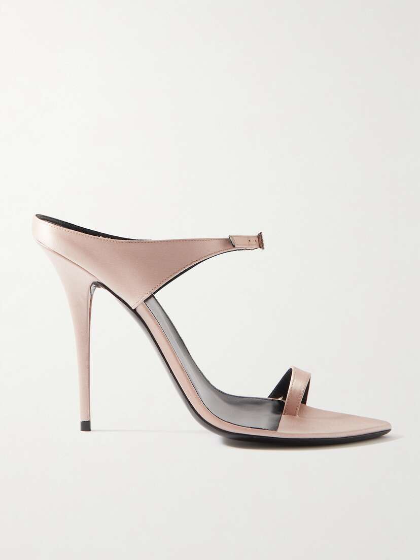 SAINT LAURENT Dive Crystal-embellished Satin Mules
