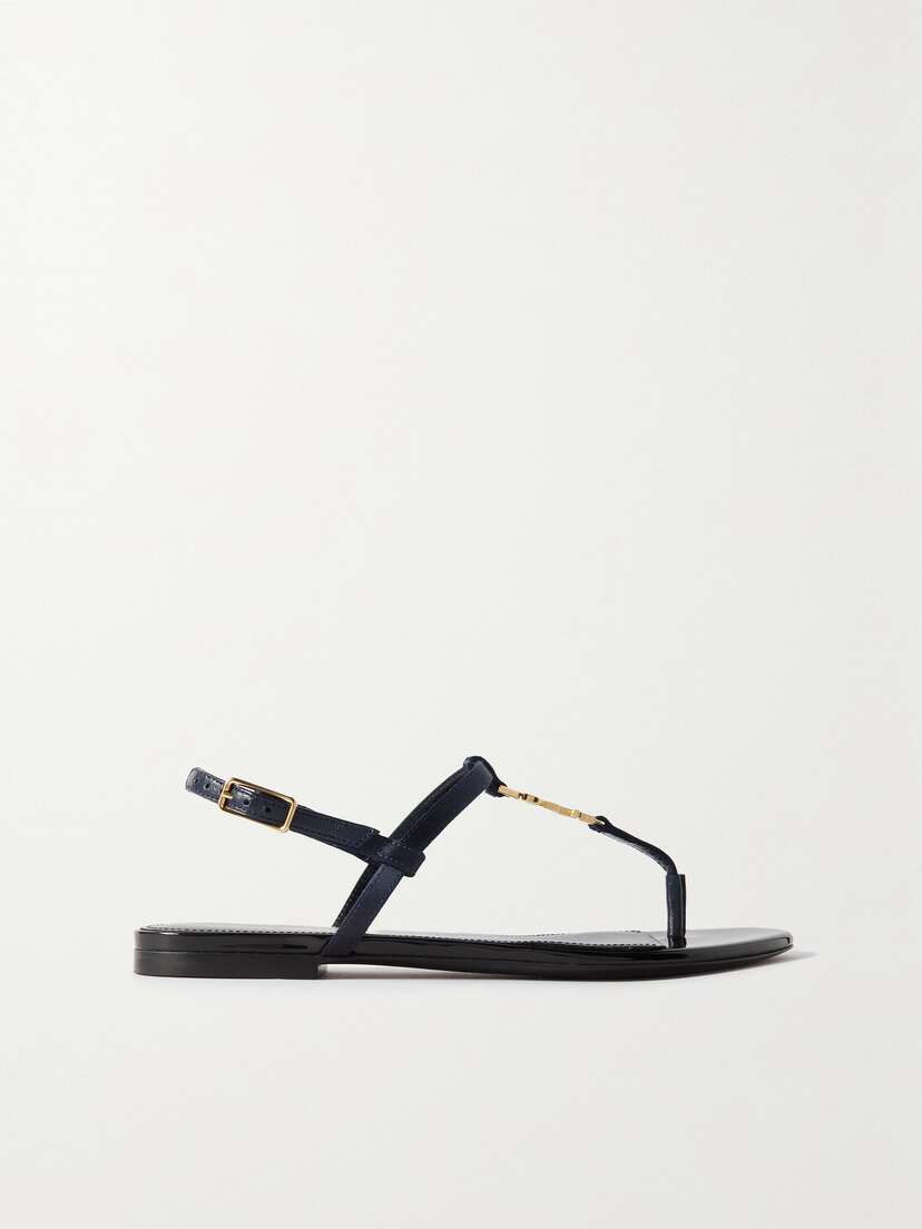 Saint Laurent Cassandra Logo-embellished Satin And Leather Slingback Sandals - EU 42