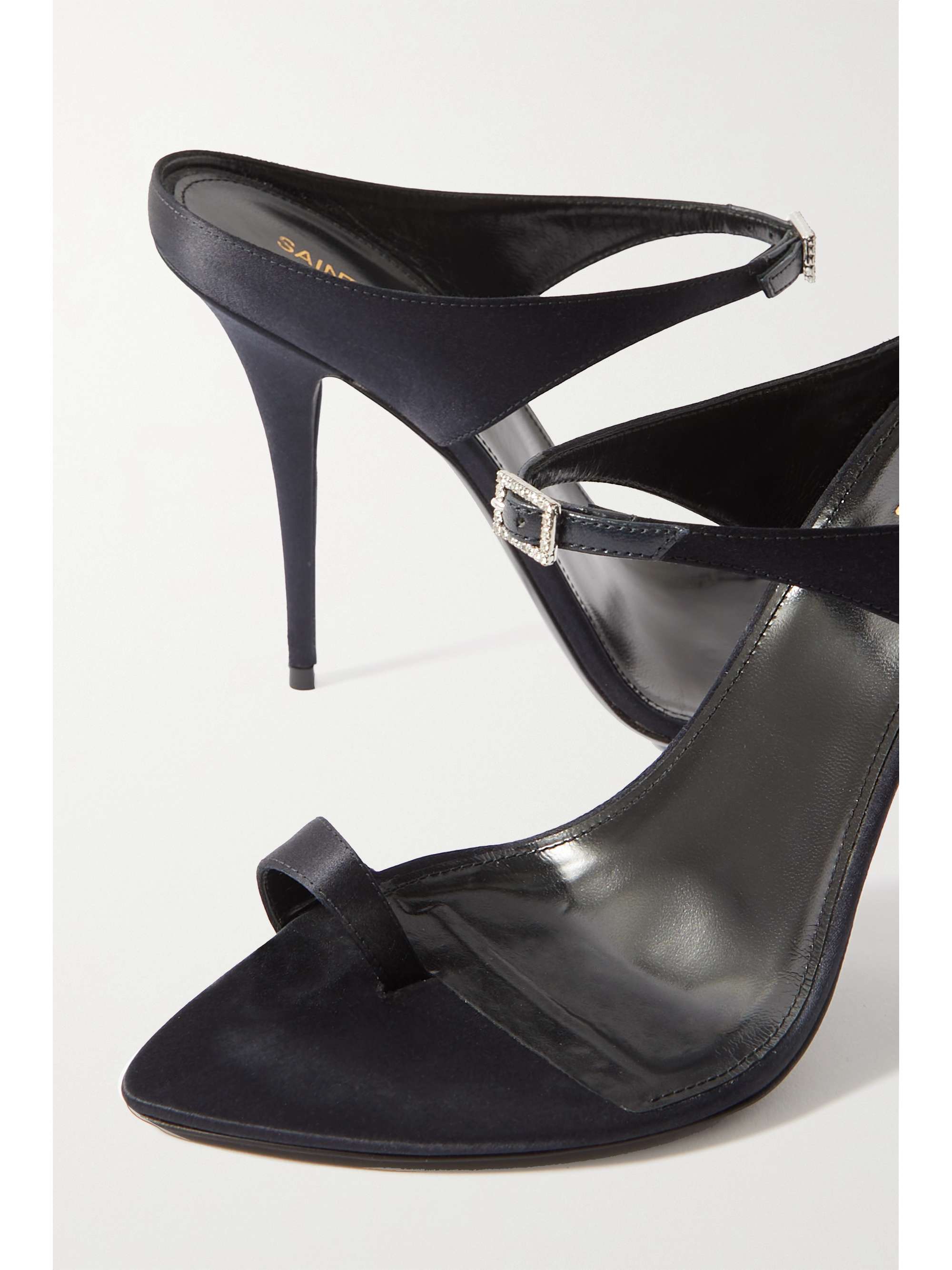 SAINT LAURENT Dive crystal-embellished satin mules