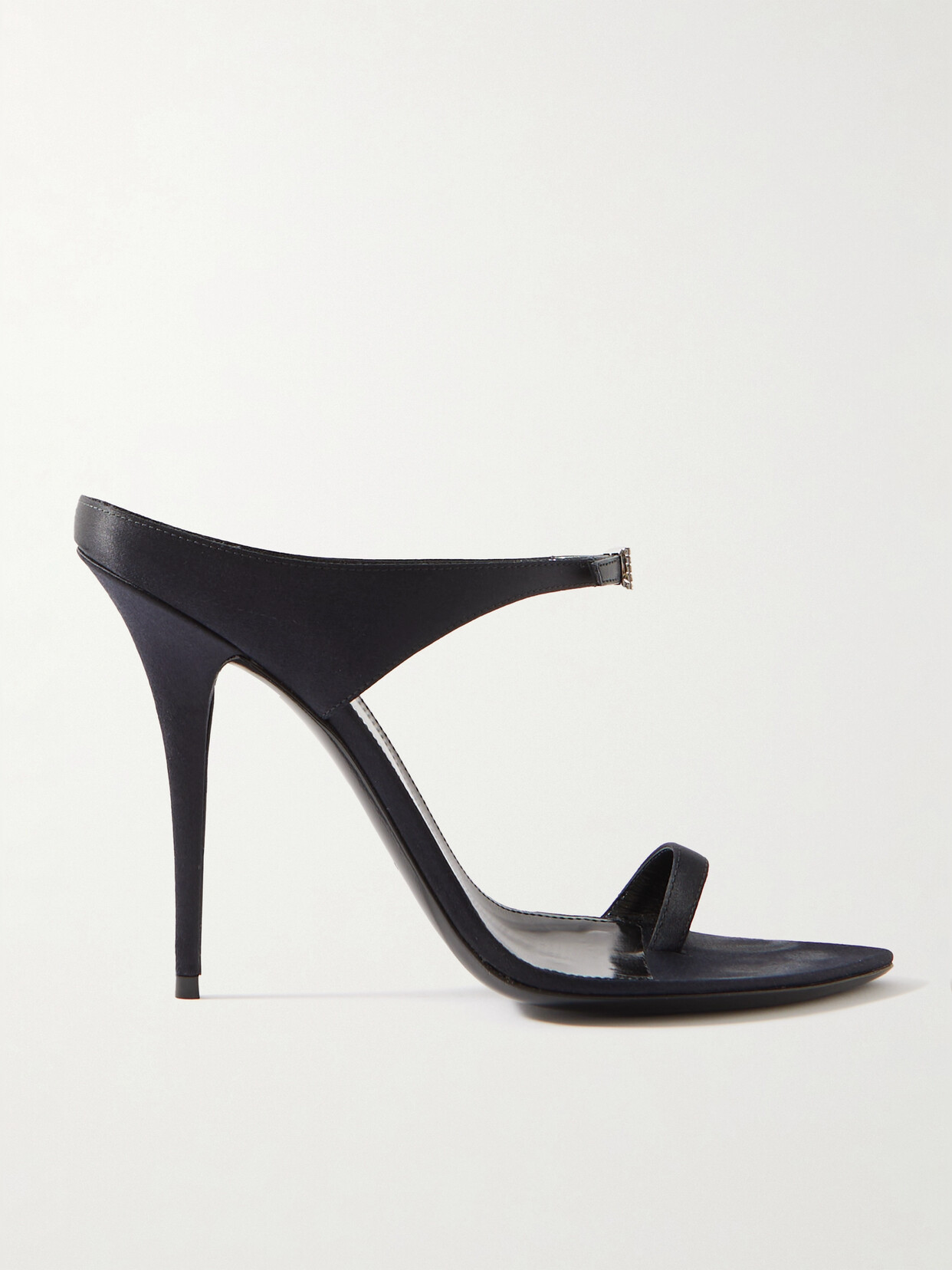 SAINT LAURENT Dive Crystal-embellished Satin Mules - Blue