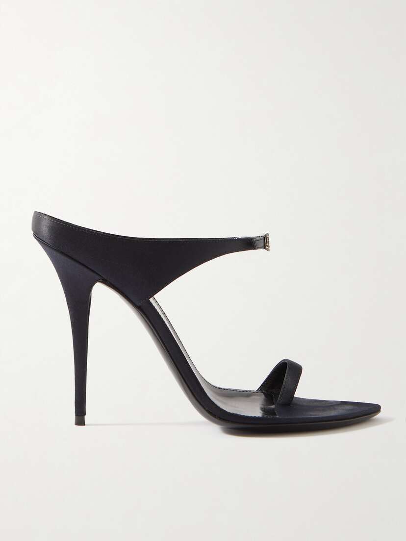 Saint Laurent Dive Crystal-embellished Satin Mules - EU 42