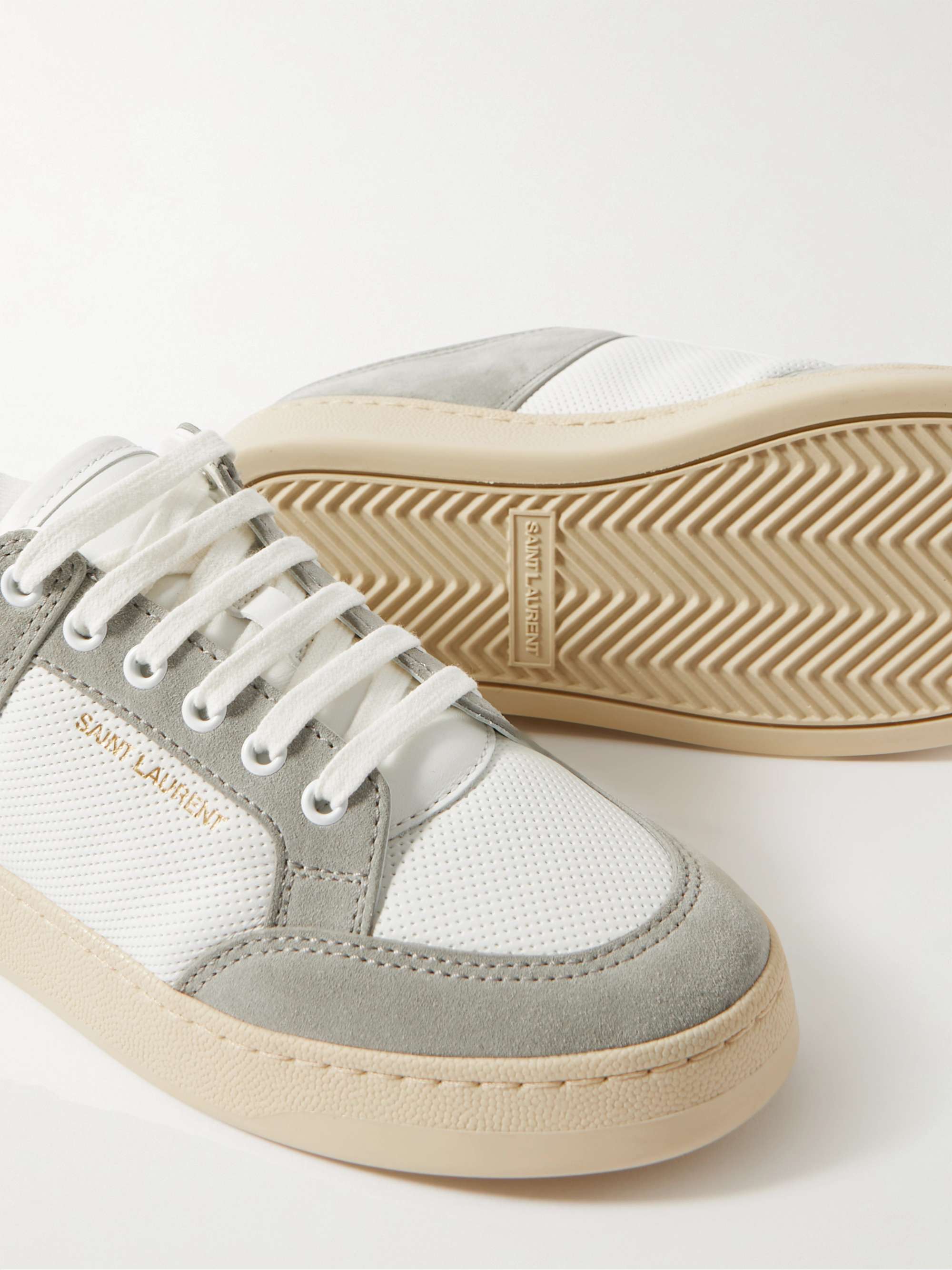 SAINT LAURENT SL/61 leather and suede sneakers NETAPORTER
