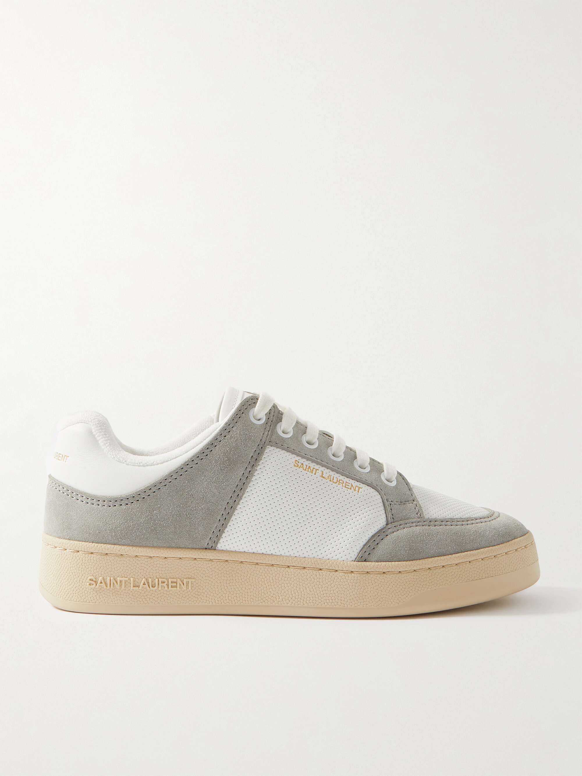 SAINT LAURENT SL/61 leather and suede sneakers | NET-A-PORTER