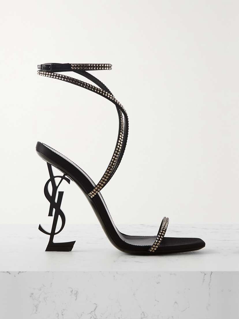 Saint Laurent Opyum 110 Crystal-embellished Satin Sandals - EU 41