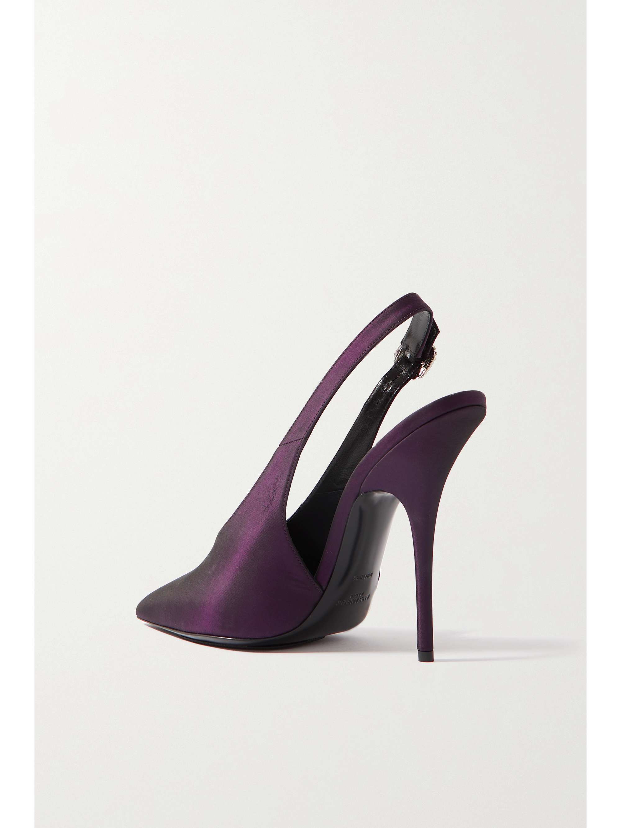 SAINT LAURENT Yasmeen crystal-embellished satin slingback pumps