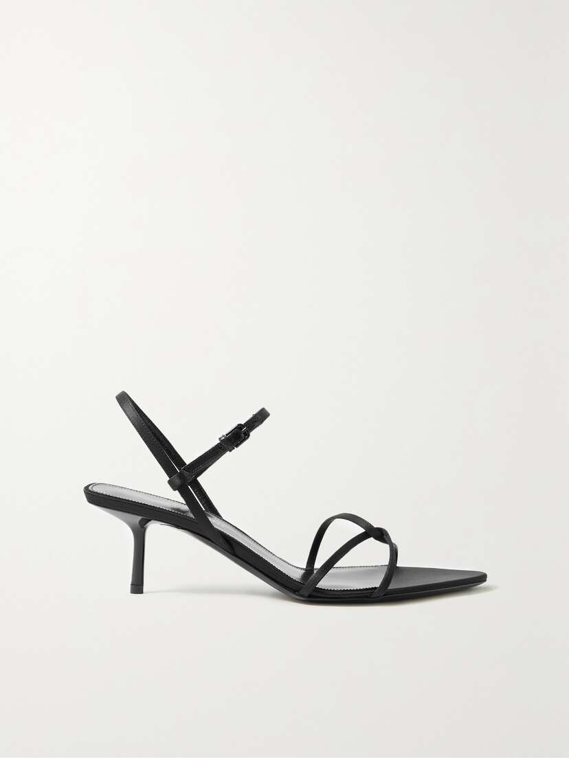 SAINT LAURENT Clara Leather-trimmed Satin Sandals