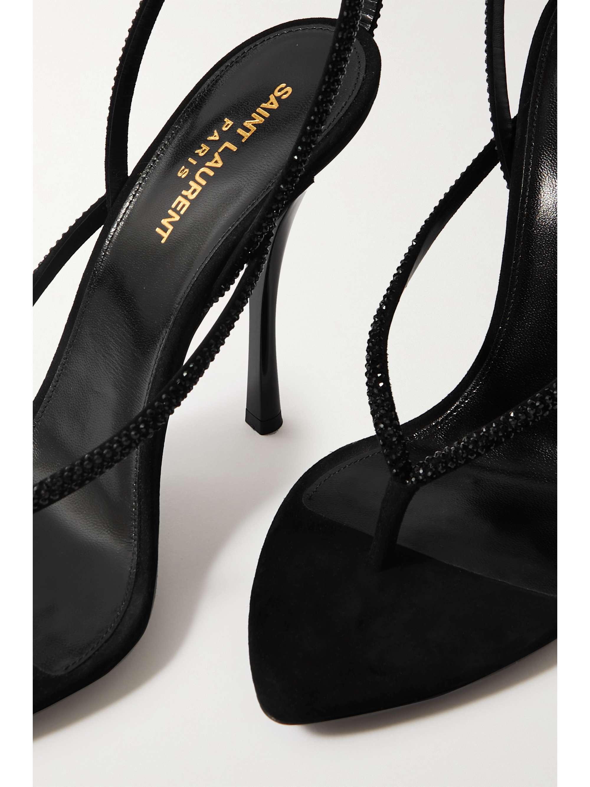 SAINT LAURENT Nadja crystalembellished suede sandals NETAPORTER