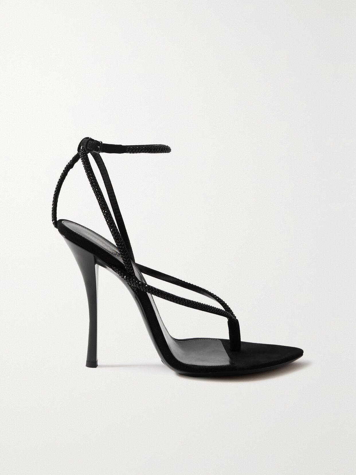 SAINT LAURENT Nadja Crystal-embellished Suede Sandals - Black