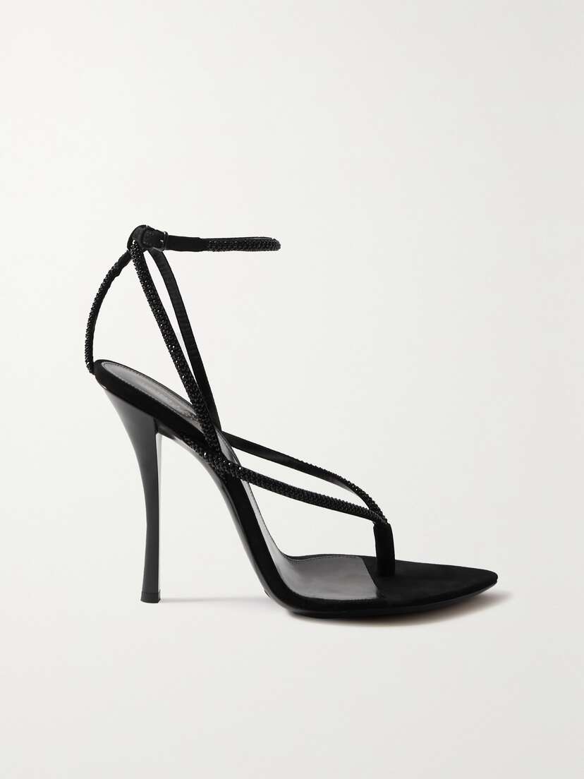 SAINT LAURENT Nadja Crystal-embellished Suede Sandals
