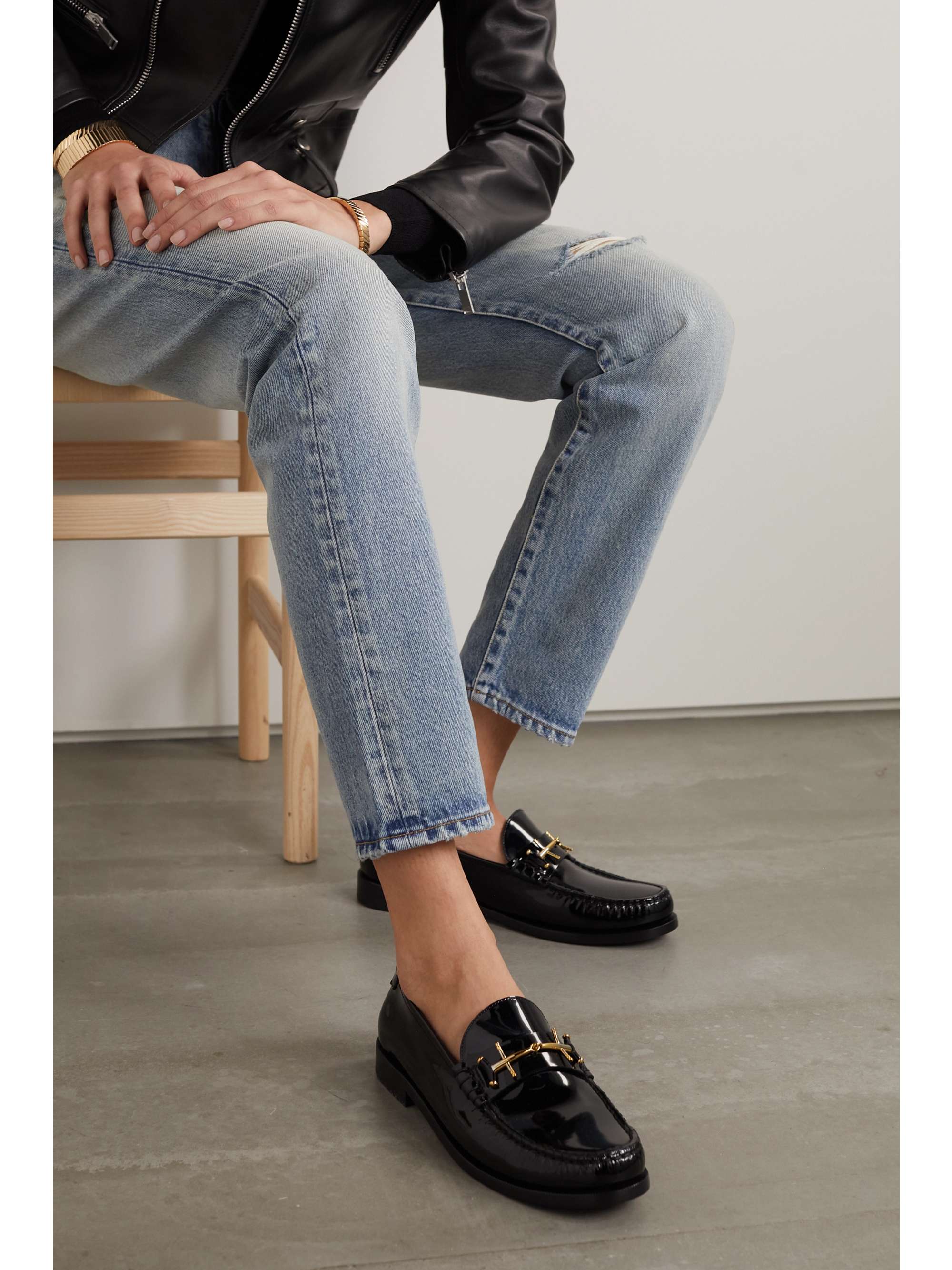 LAURENT Embellished patent-leather loafers | NET-A-PORTER