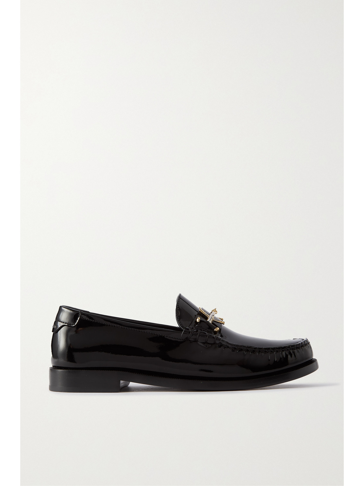 Shop Saint Laurent Le Loafer Embellished Patent-leather Loafers In Black