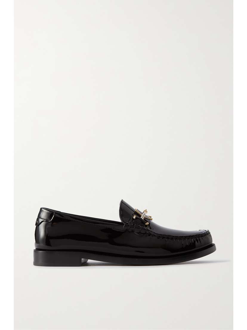 Saint Laurent Le Loafer Embellished Patent-leather Loafers - EU 42