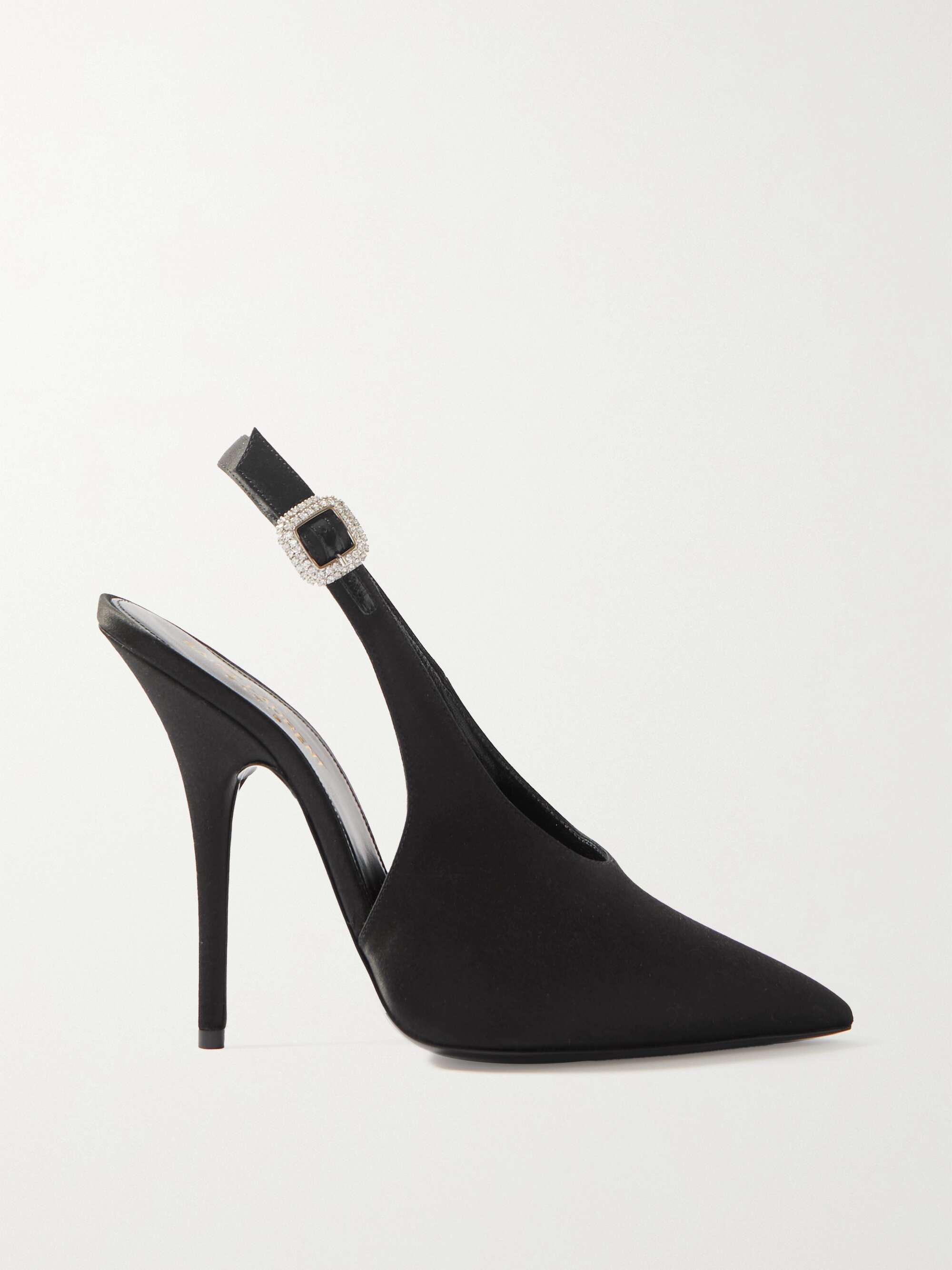 SAINT LAURENT Yasmeen crystal-embellished satin slingback pumps | NET-A ...