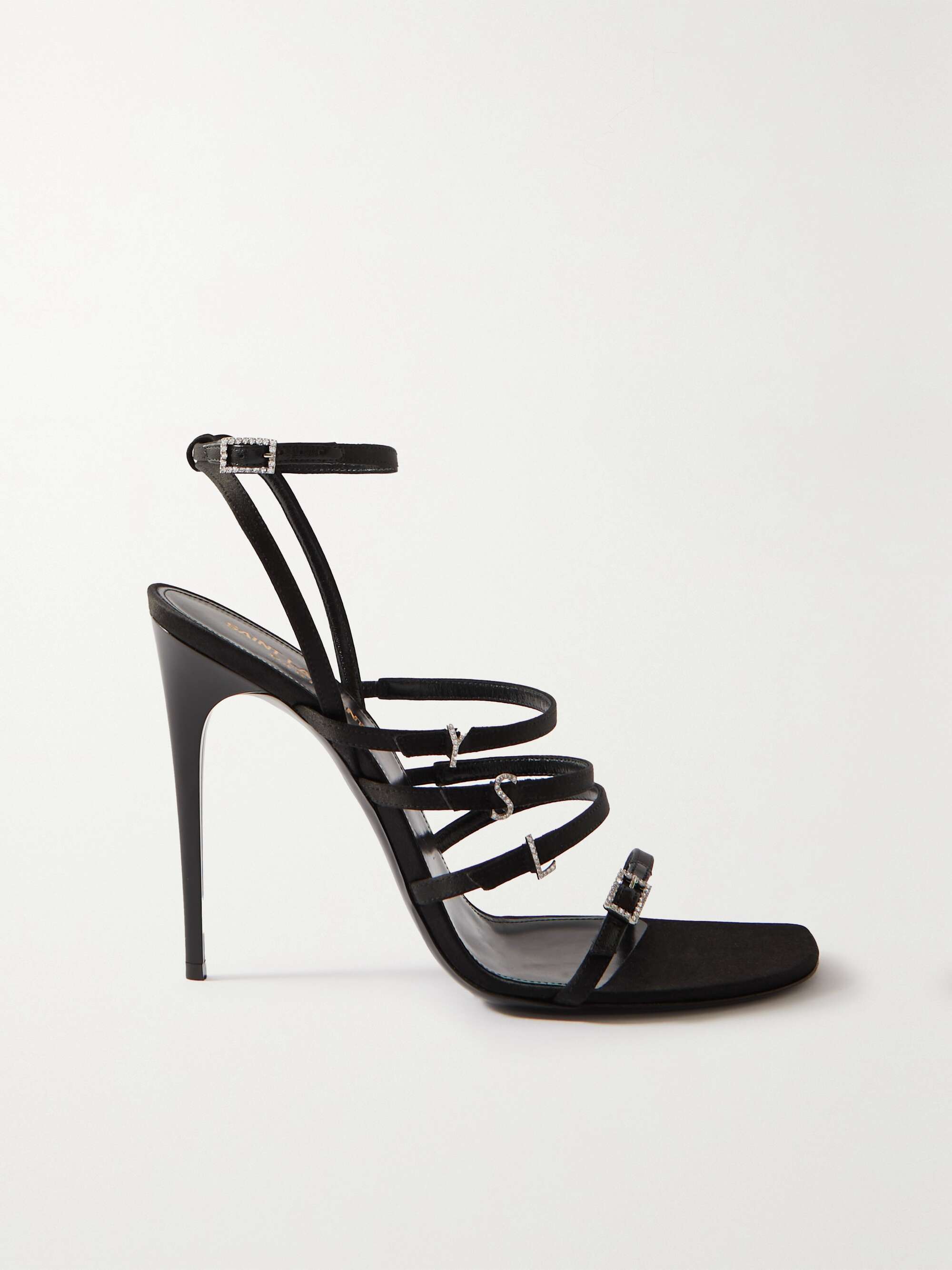 SAINT LAURENT Jerry logo-embellished leather-trimmed satin sandals ...