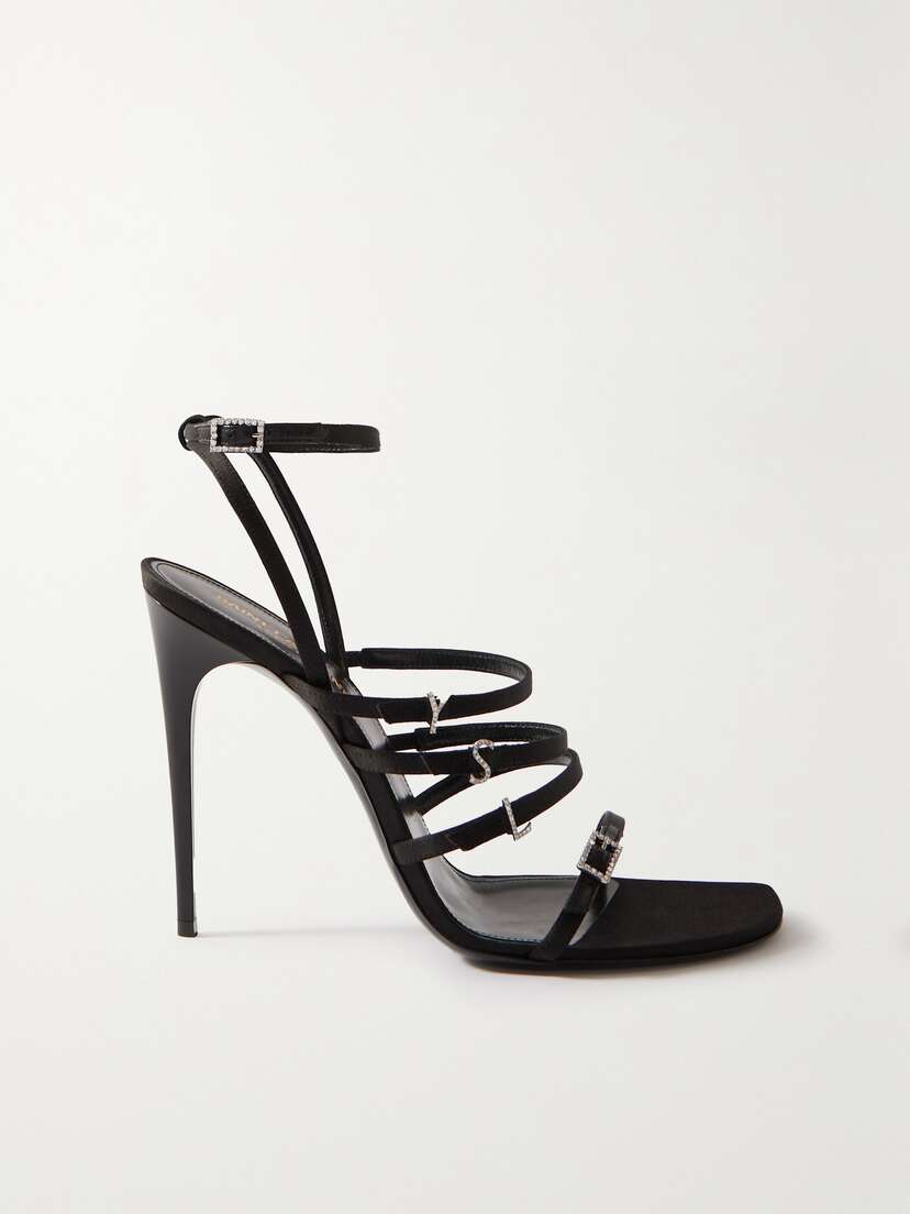 Saint Laurent Jerry Logo-embellished Leather-trimmed Satin Sandals - EU 42