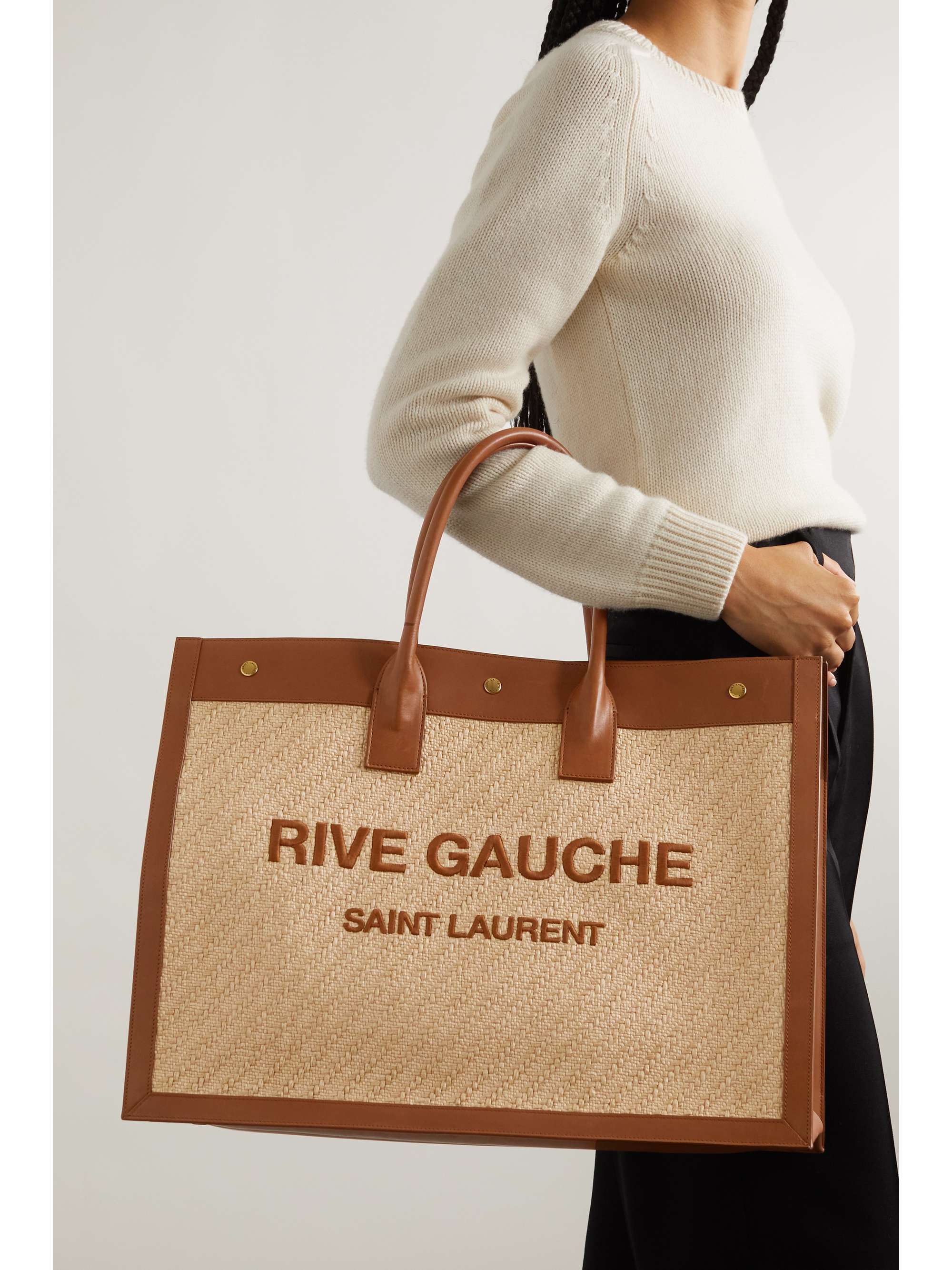 SAINT LAURENT Rive Gauche printed leather-trimmed canvas tote