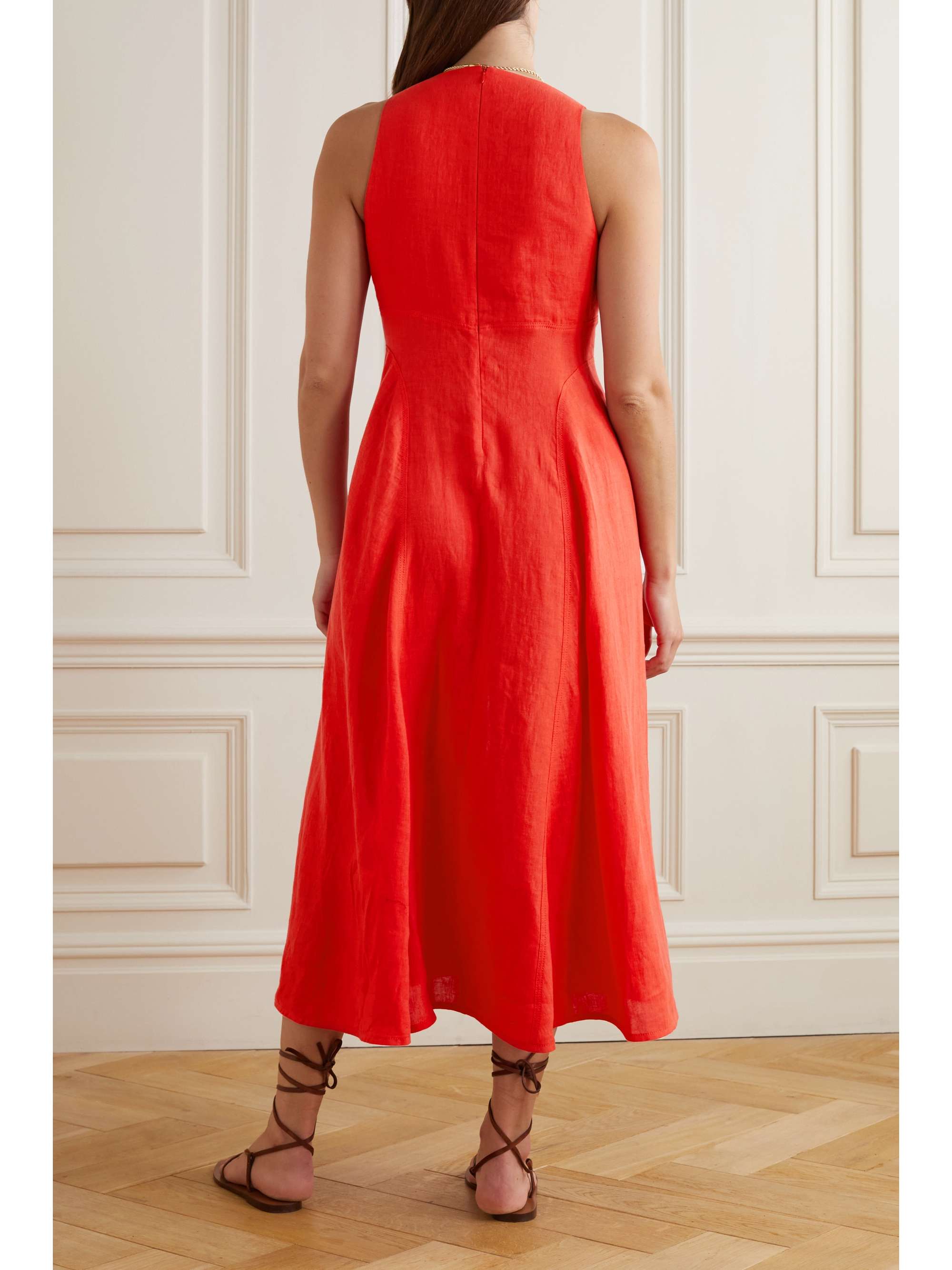 THREE GRACES LONDON Rose linen midi dress NETAPORTER