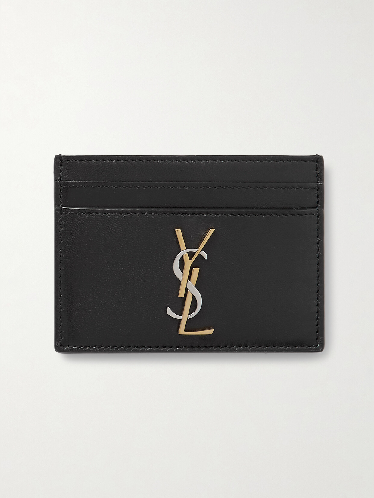 SAINT LAURENT - Cassandre Embellished Leather Cardholder - Black