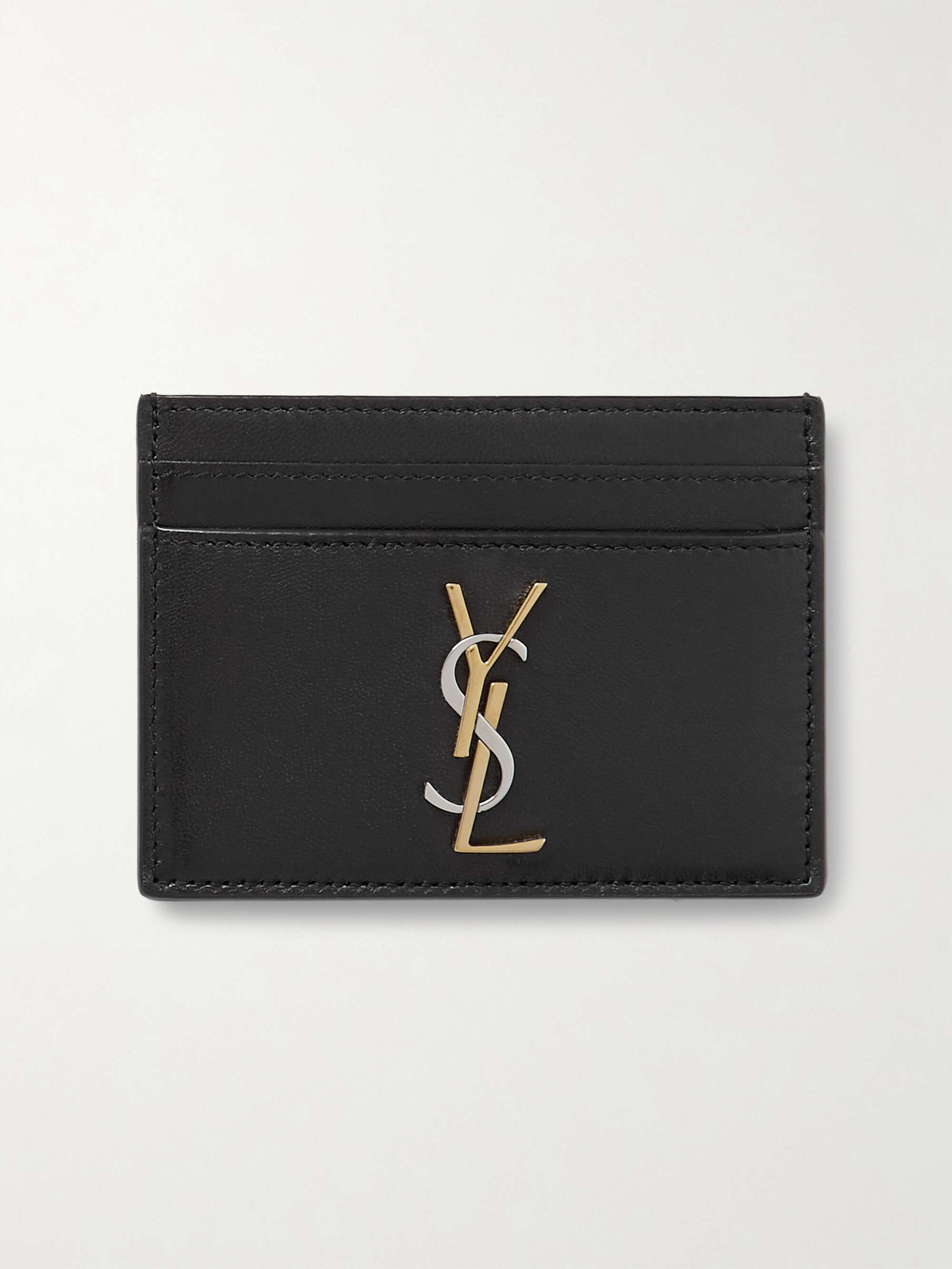 SAINT LAURENT Cassandre embellished leather cardholder | NET-A-PORTER