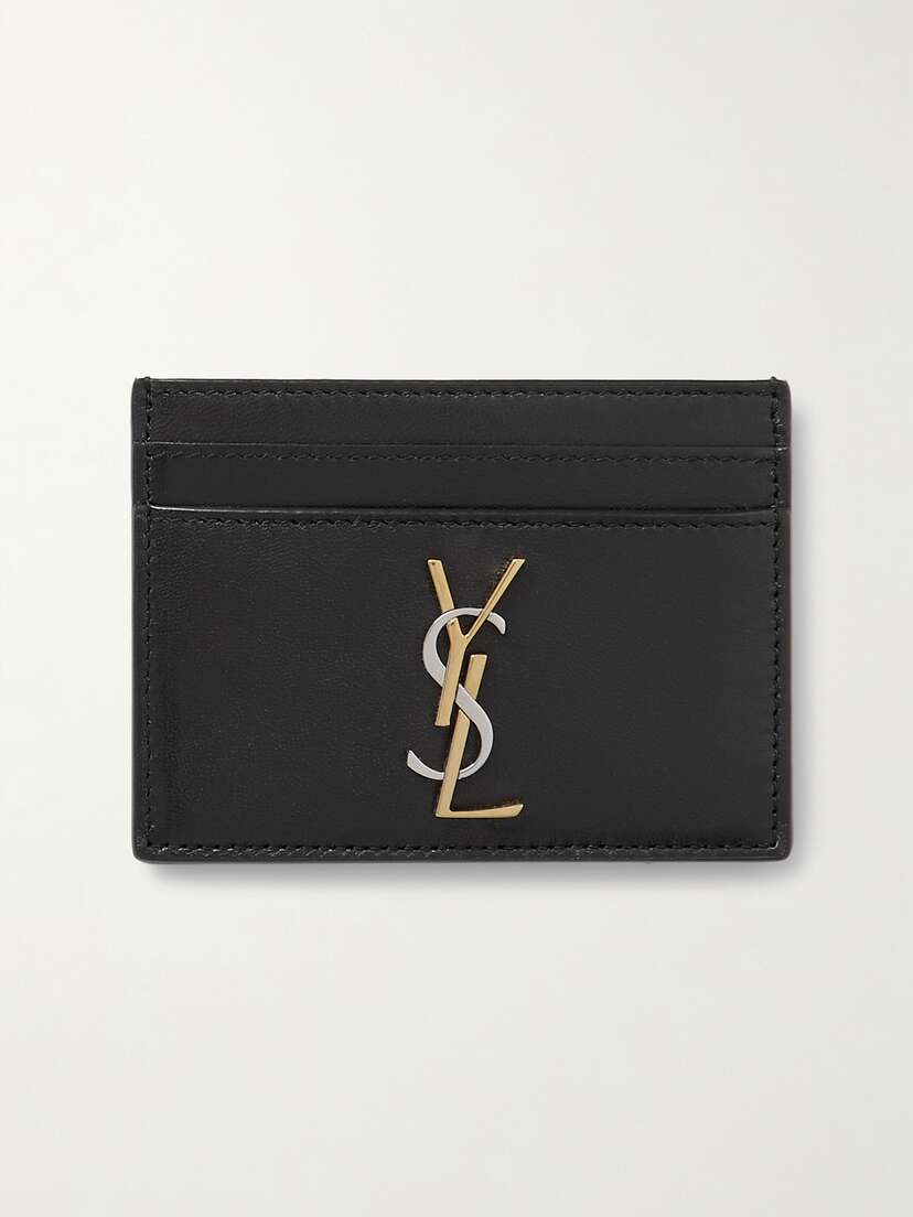 Saint Laurent Cassandre Embellished Leather Cardholder