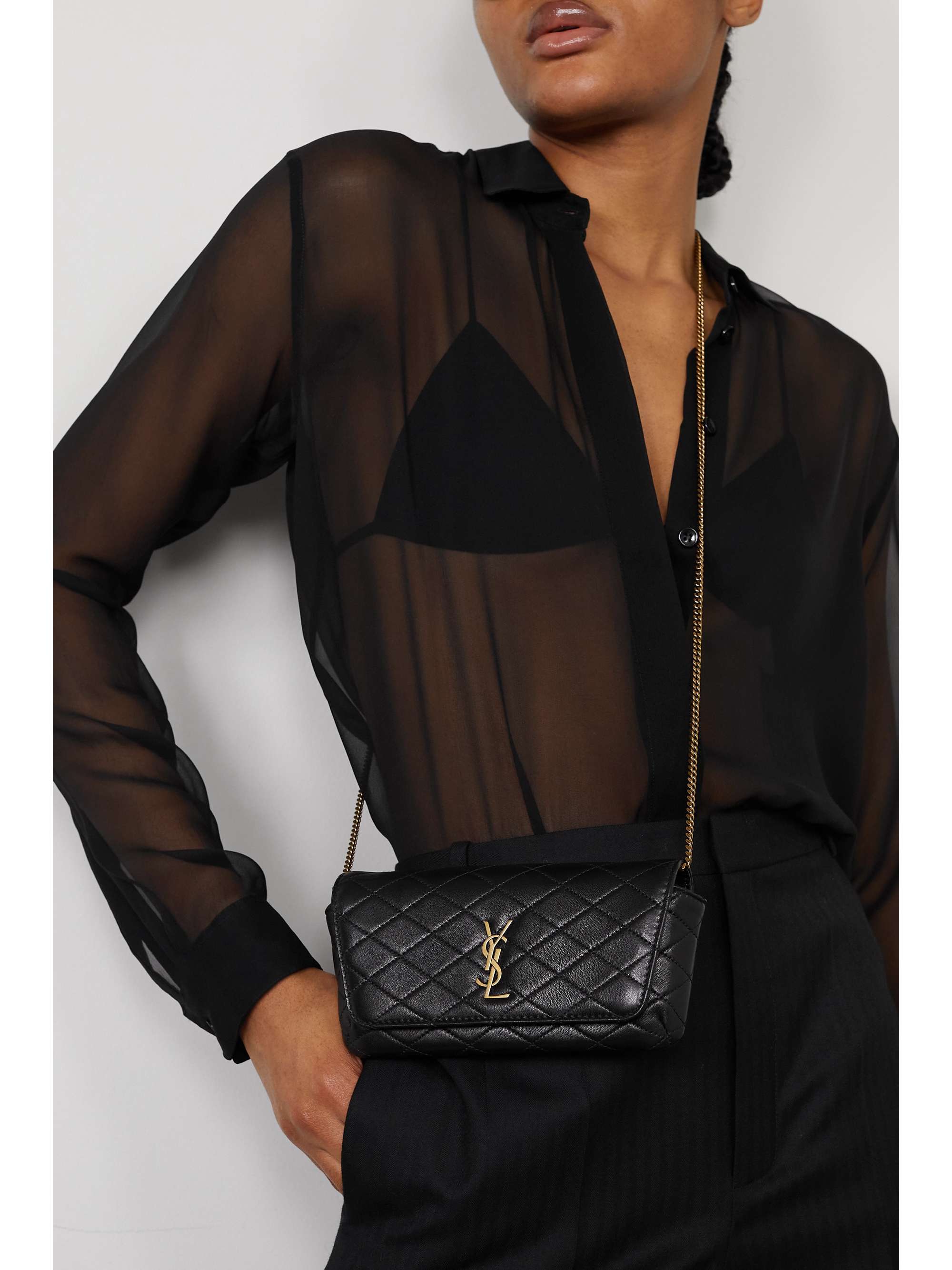 SAINT LAURENT Gaby quilted leather phone case NETAPORTER