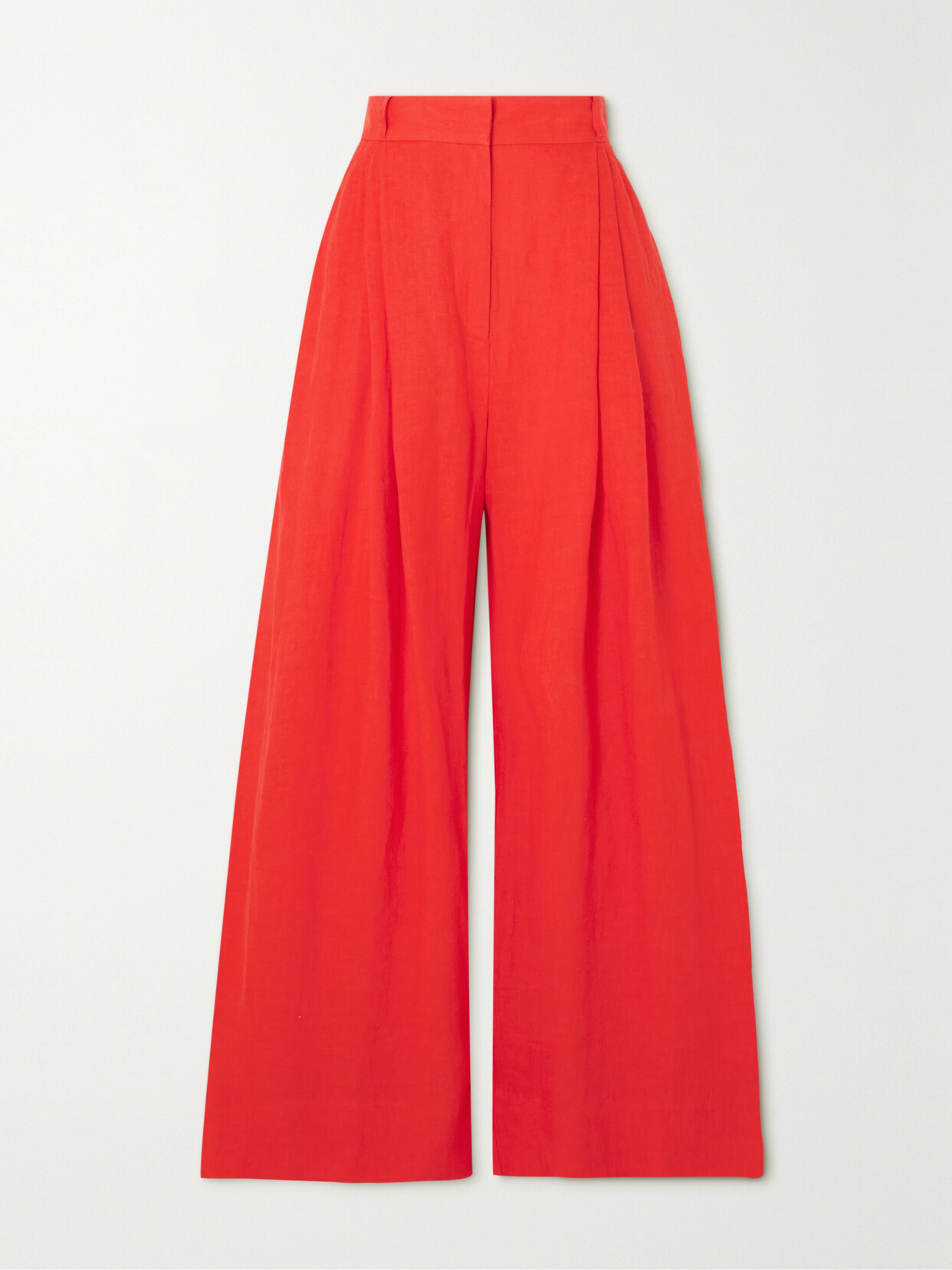 Three Graces London - Molly Pleated Linen Wide-leg Pants - Red