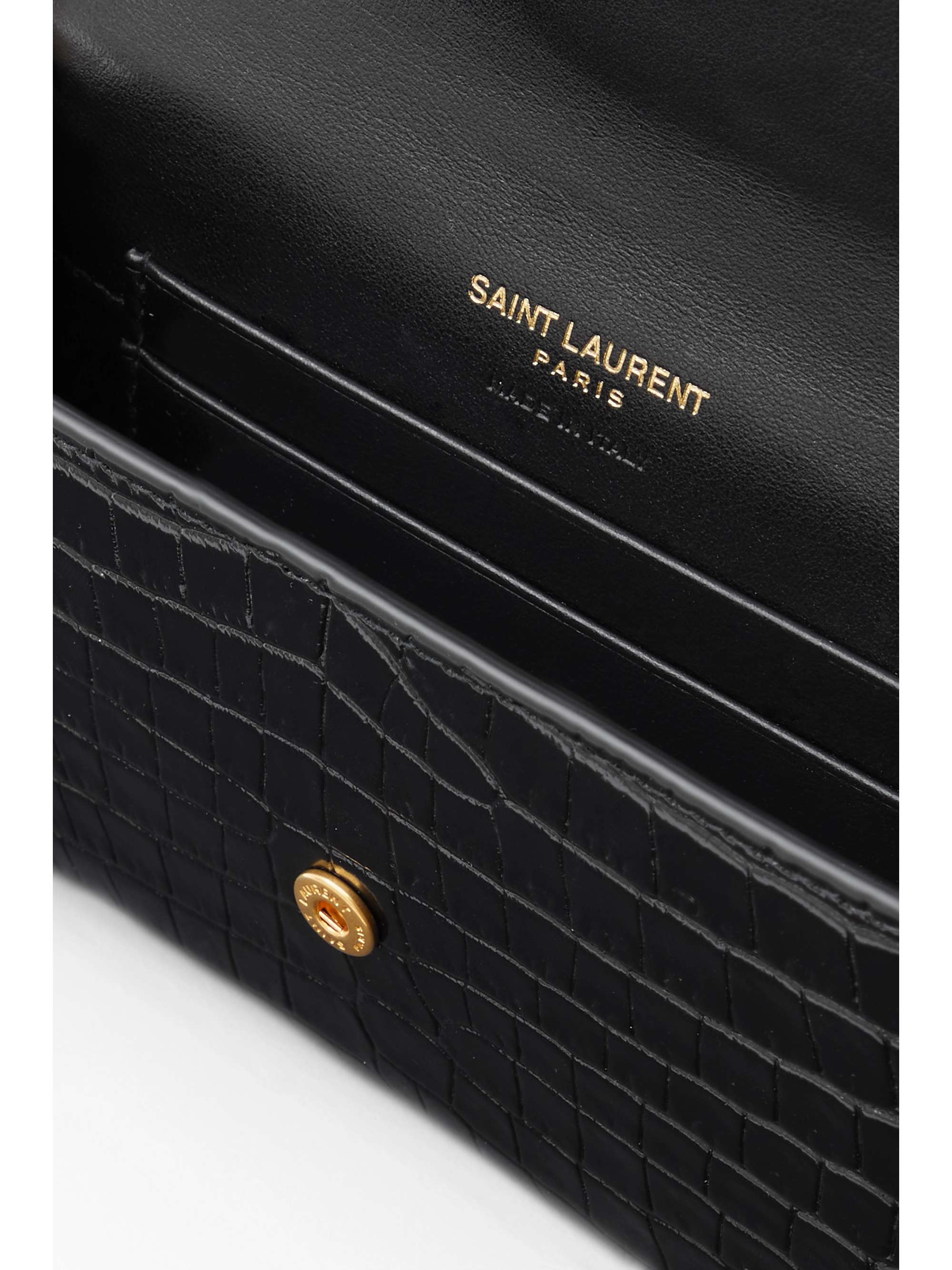 Saint Laurent Paris Crocodile-effect Leather Wallet in Black for Men