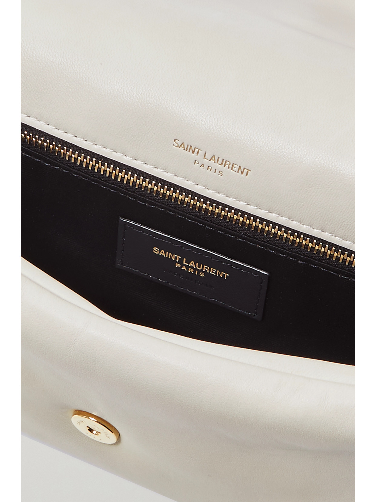 Shop Saint Laurent Calypso Padded Leather Shoulder Bag In White