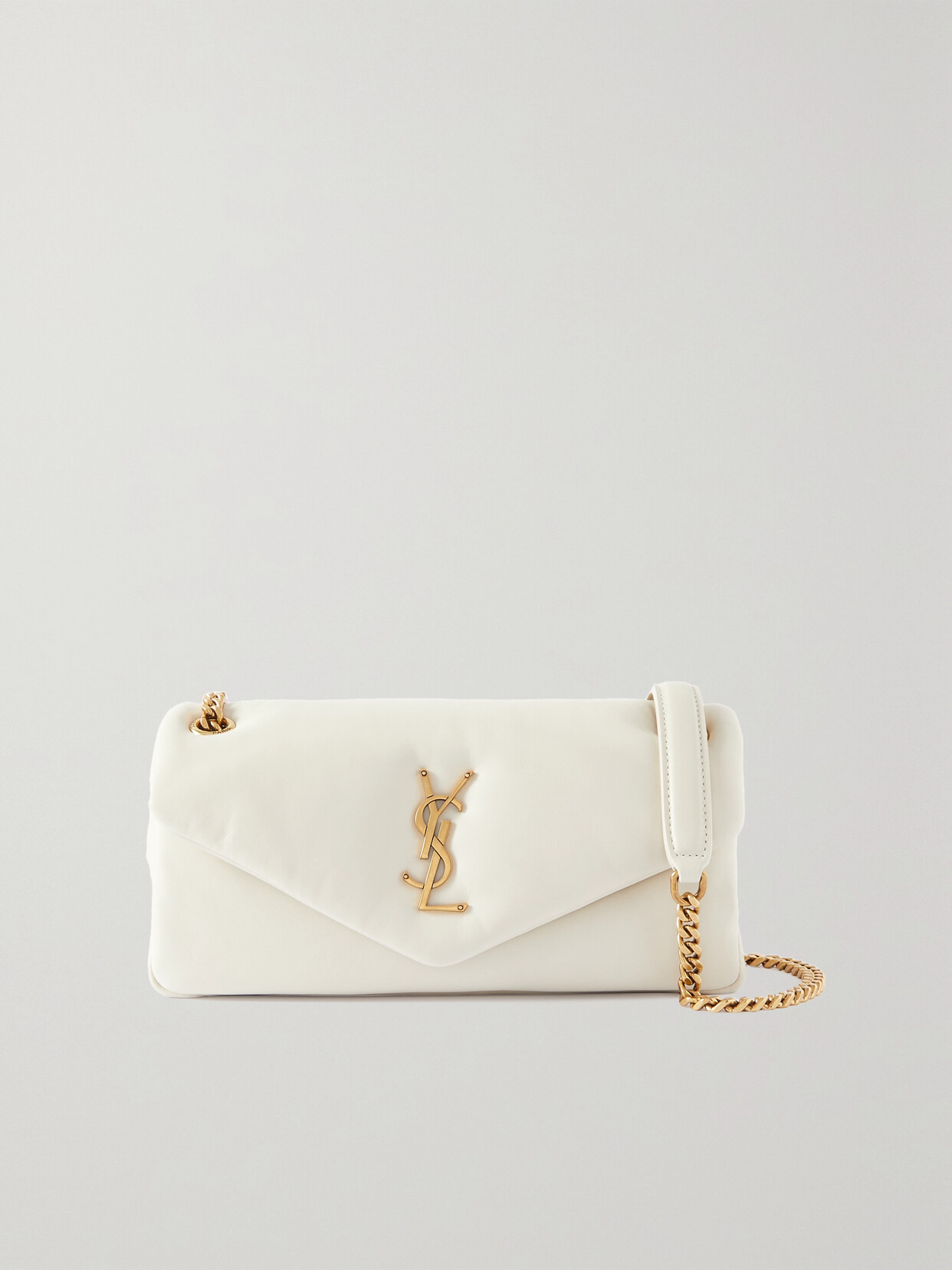 Saint Laurent Calypso Padded Leather Shoulder Bag In White