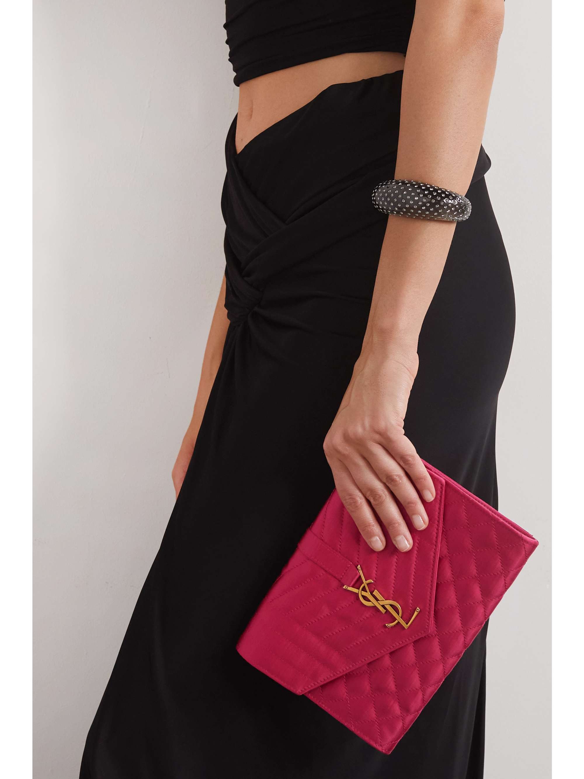 Envelope matelassé duchesse-satin clutch