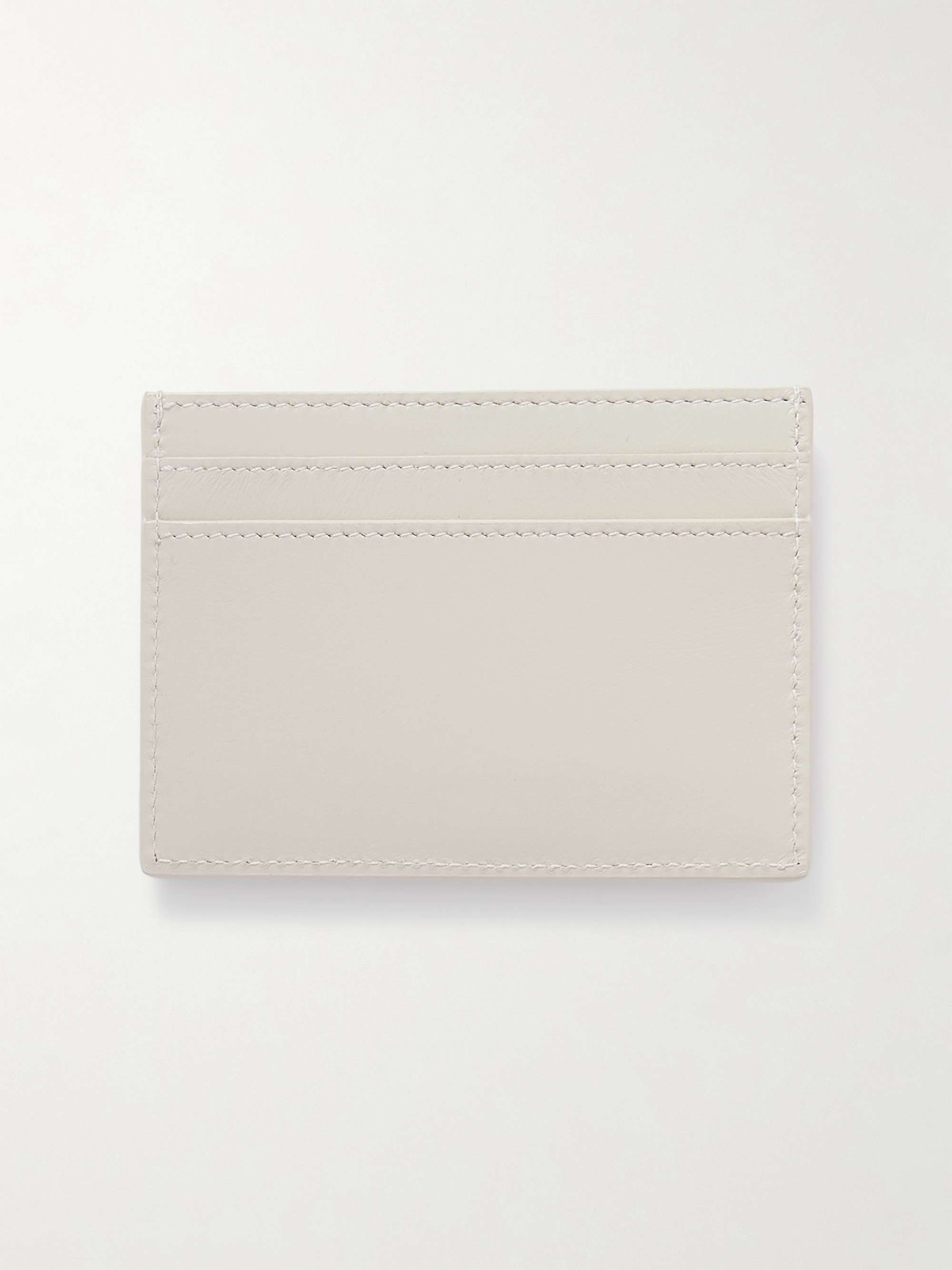 Saint Laurent Debossed Logo Cardholder in Beige