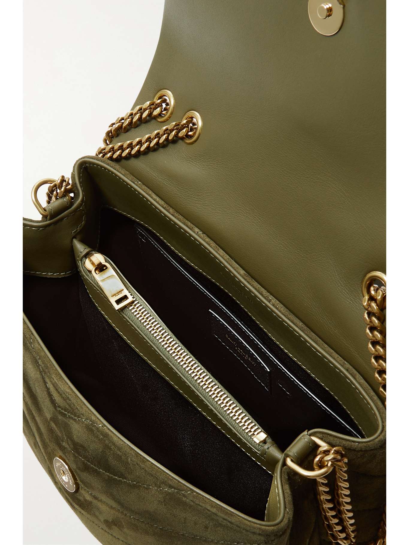 SAINT LAURENT Loulou small quilted suede shoulder bag NETAPORTER