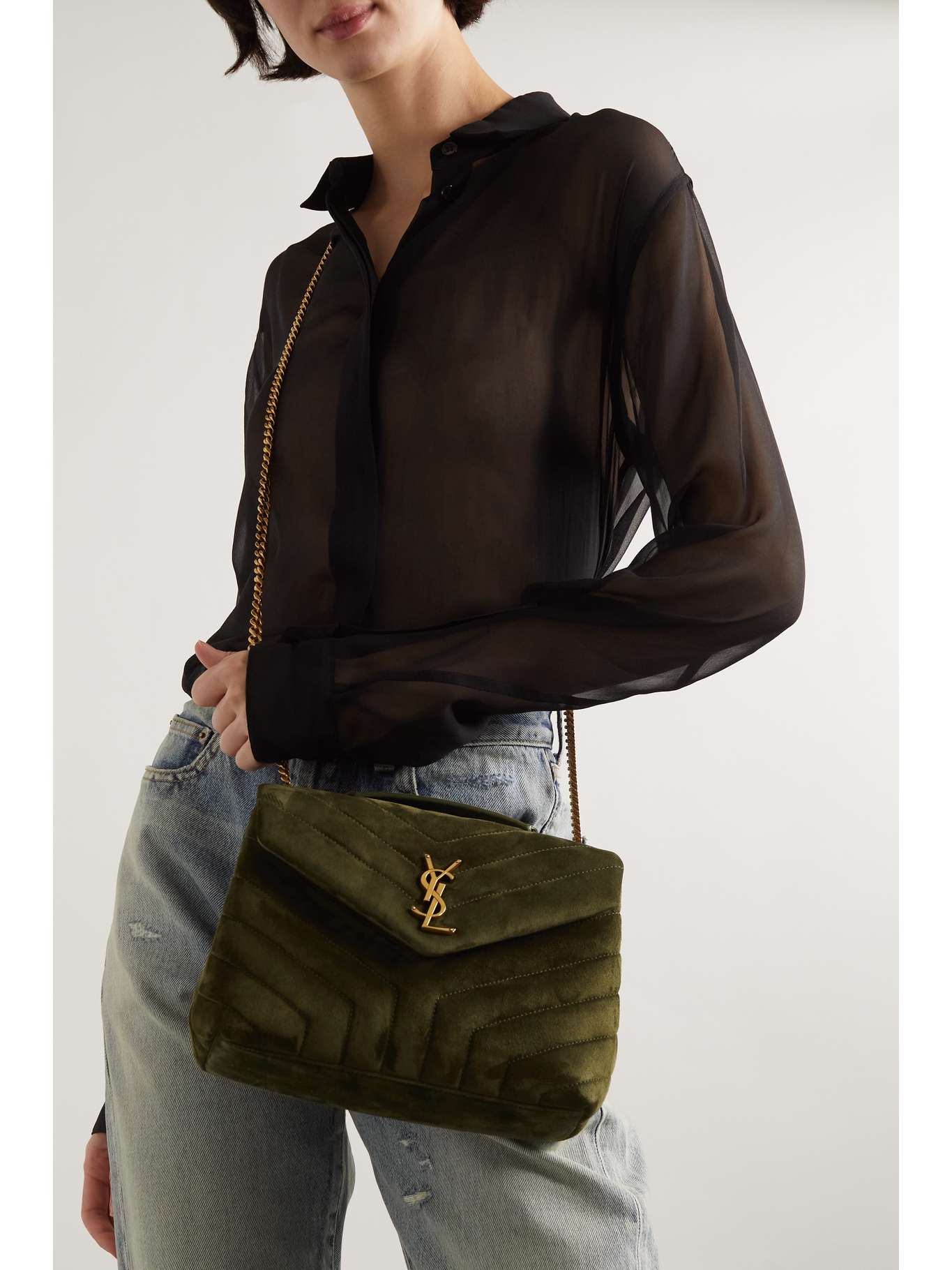 SAINT LAURENT Loulou small quilted suede shoulder bag NETAPORTER