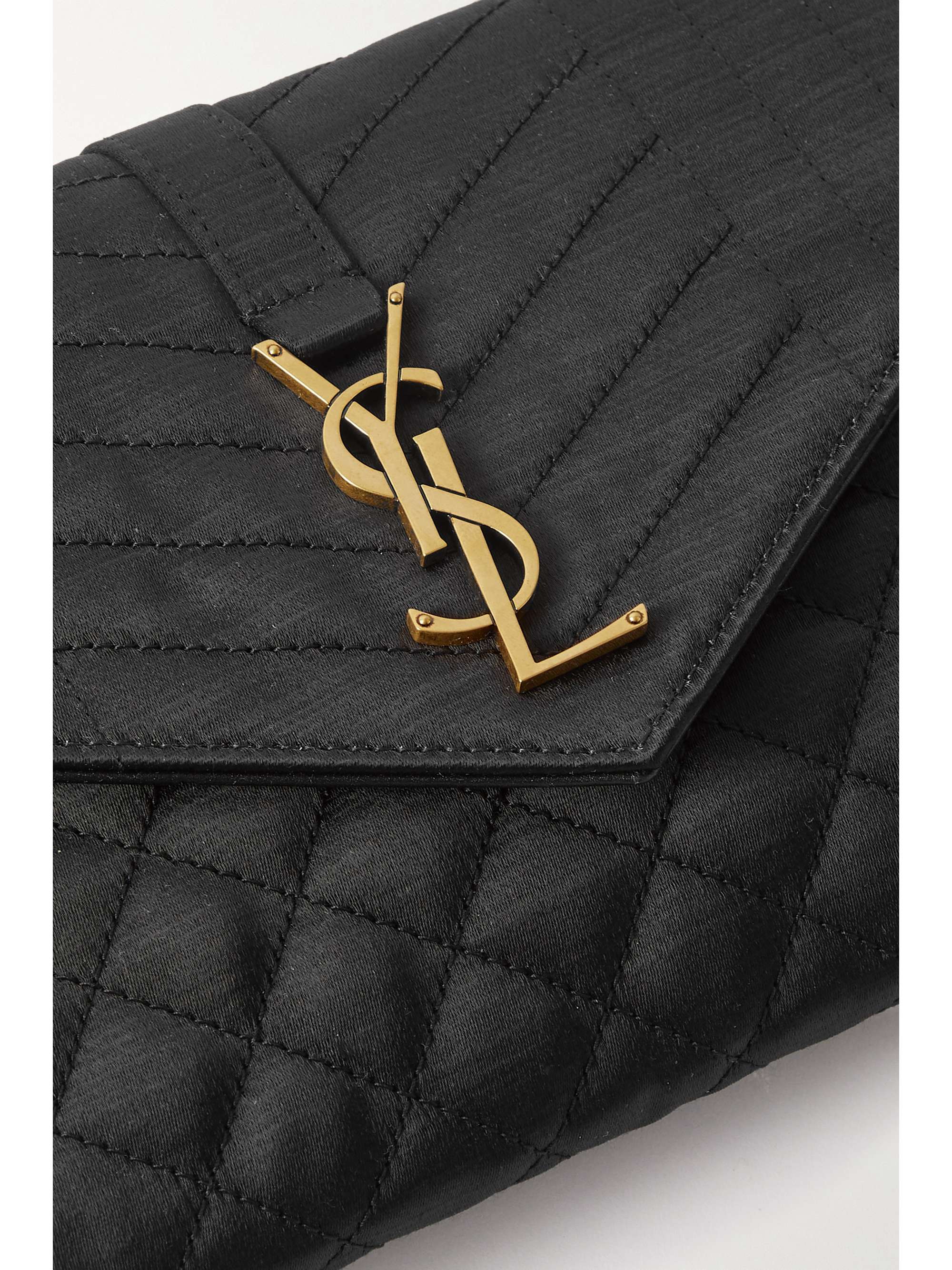 SAINT LAURENT Envelope matelassé duchessesatin clutch NETAPORTER
