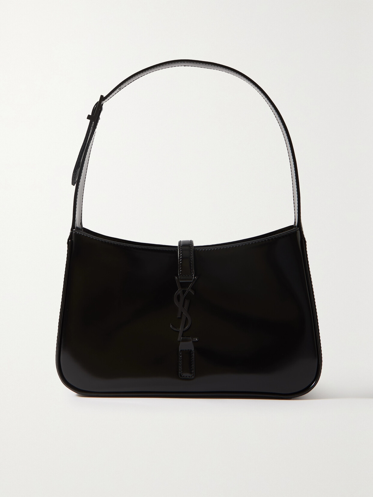 Saint Laurent Le 5 À 7 Glossed-leather Shoulder Bag In Black