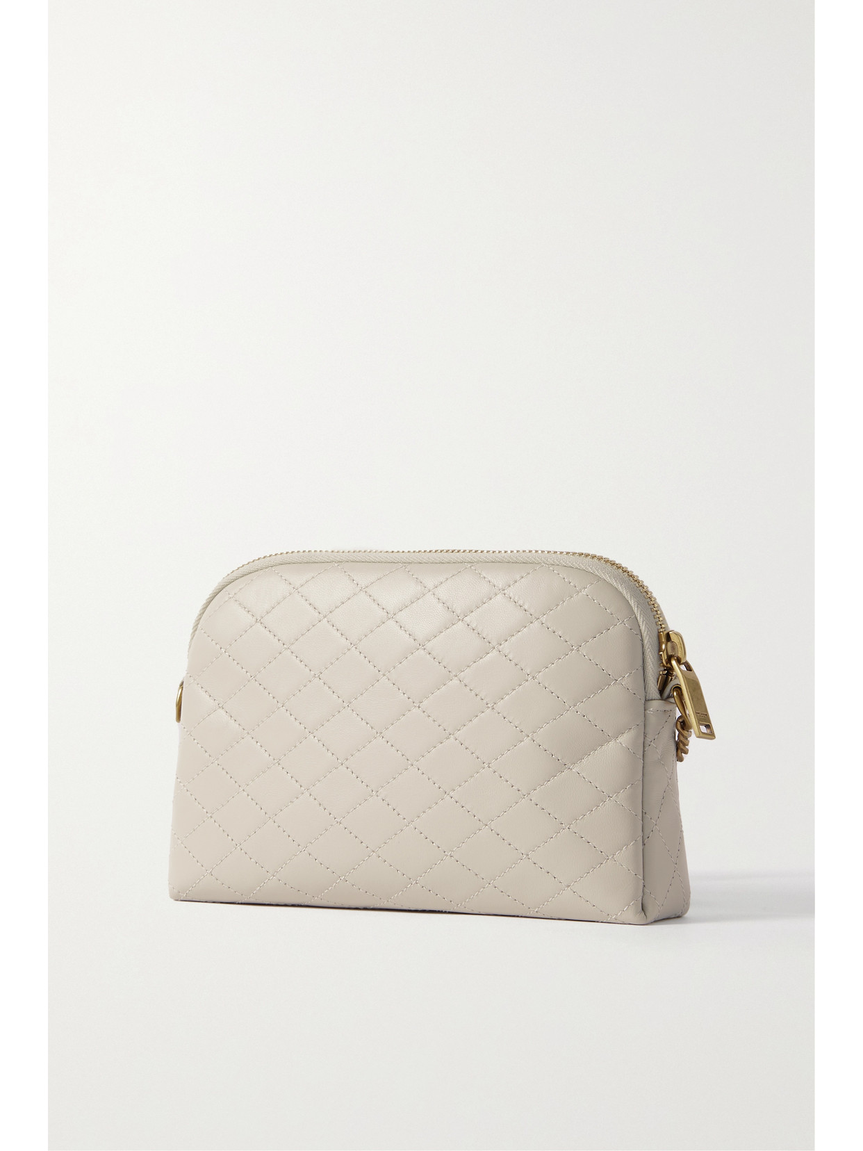 Shop Saint Laurent Gaby Quilted Leather Shoulder Bag In White