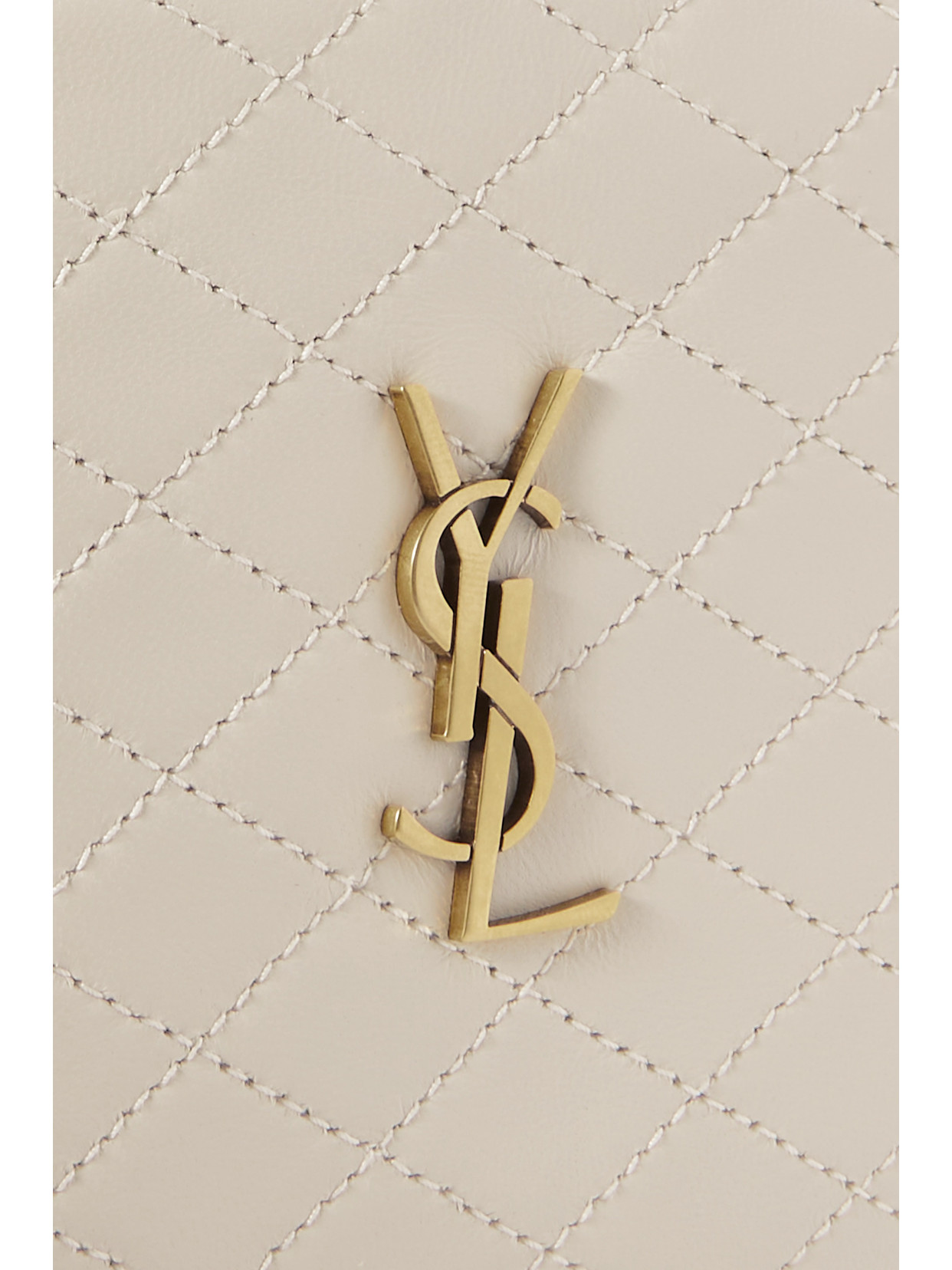 Shop Saint Laurent Gaby Quilted Leather Shoulder Bag In White