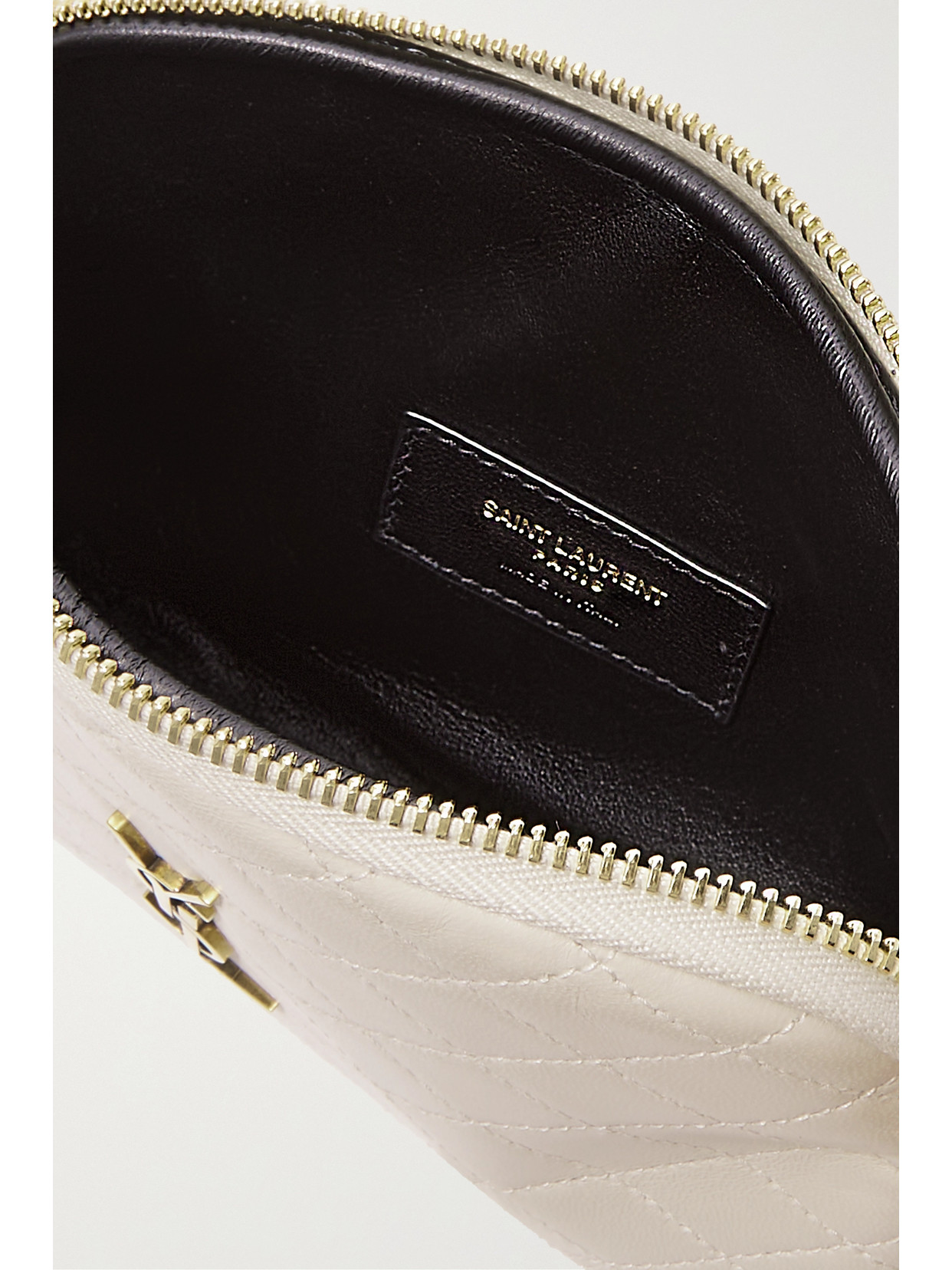 Shop Saint Laurent Gaby Quilted Leather Shoulder Bag In White